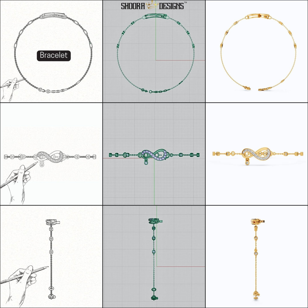 CAD Mock - Up: 3D custom Jewelry Design service Model of your own jewelry in Bracelets. - Shoora Designs