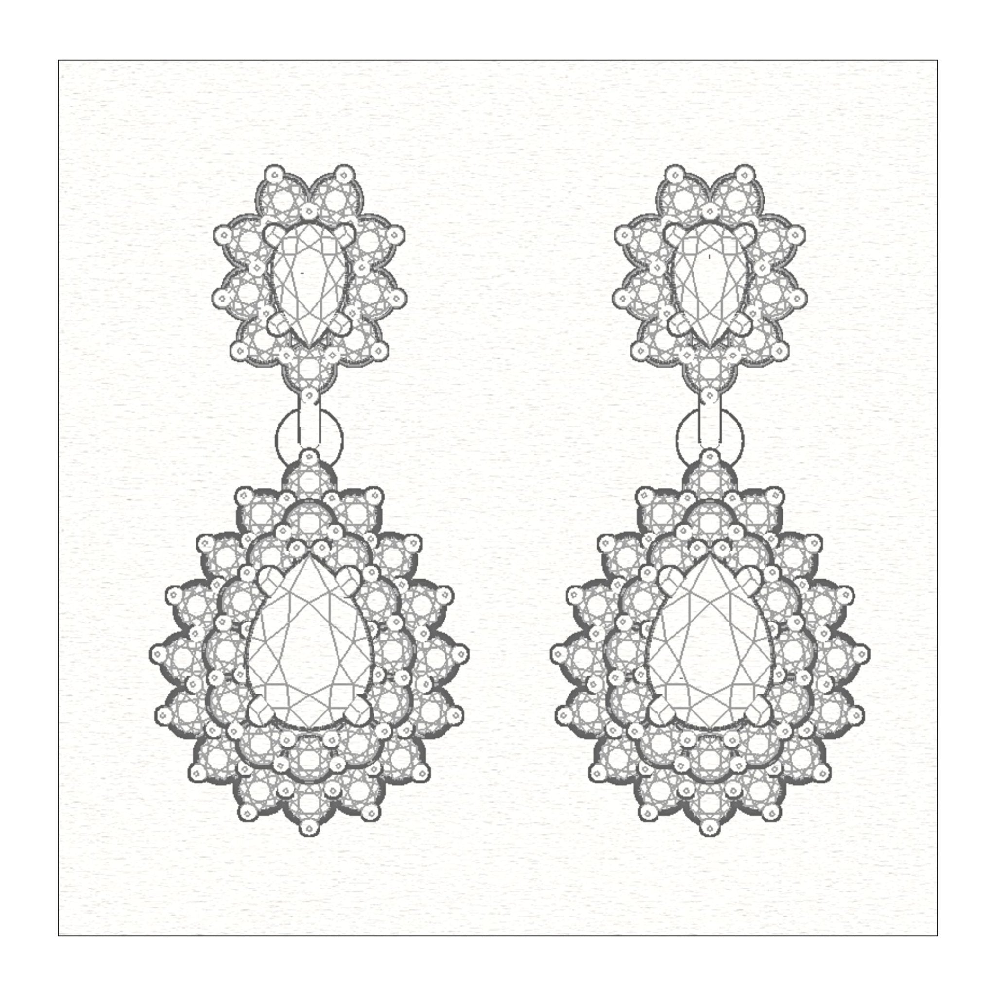 CAD Mock - Up: 3D custom Jewelry Design service Model of your own jewelry in Earrings. - Shoora Designs