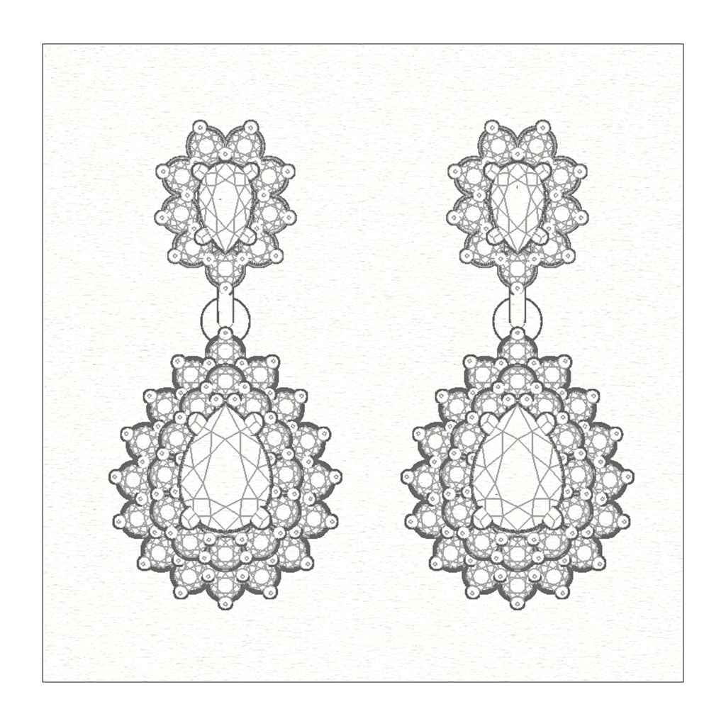 CAD Mock - Up: 3D custom Jewelry Design service Model of your own jewelry in Earrings. - Shoora Designs