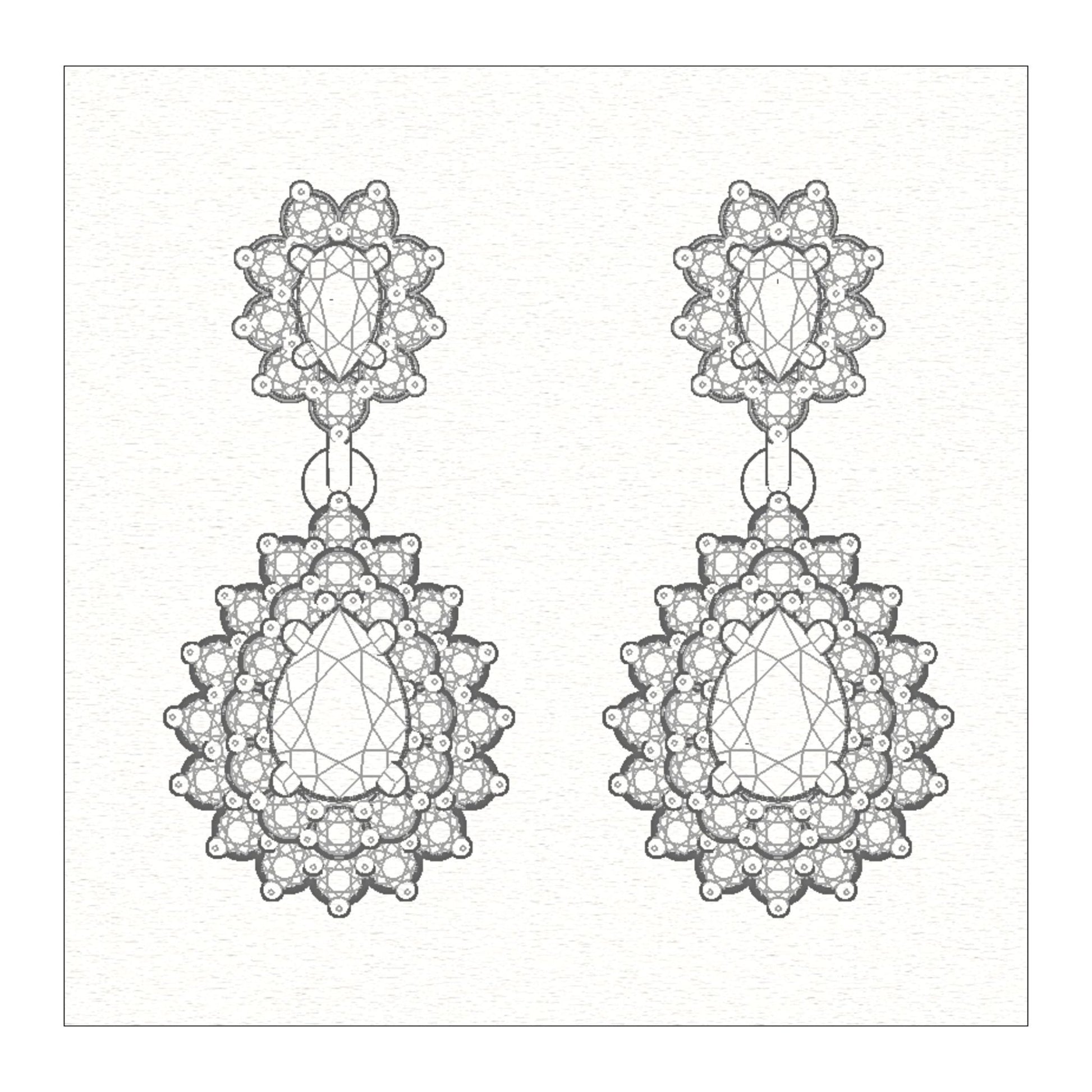 CAD Mock - Up: 3D custom Jewelry Design service Model of your own jewelry in Earrings. - Shoora Designs