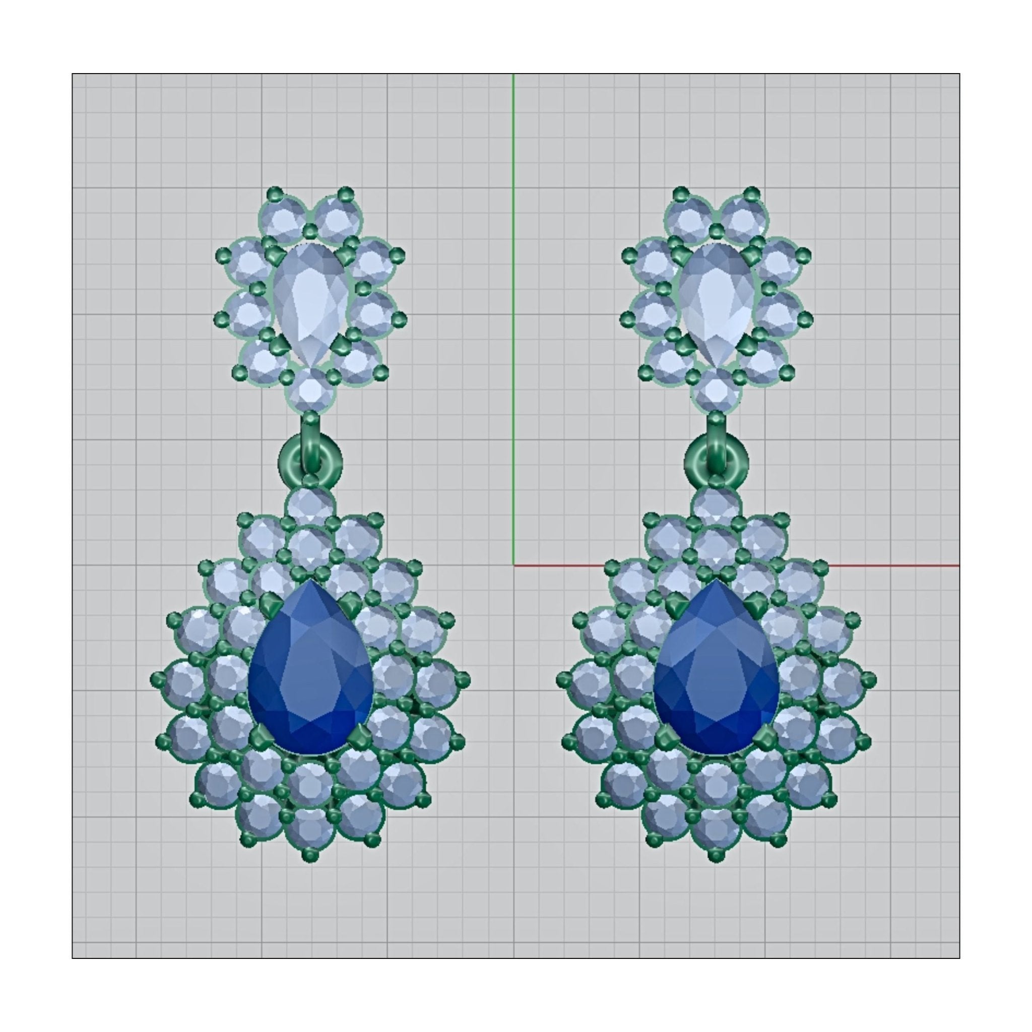 CAD Mock - Up: 3D custom Jewelry Design service Model of your own jewelry in Earrings. - Shoora Designs