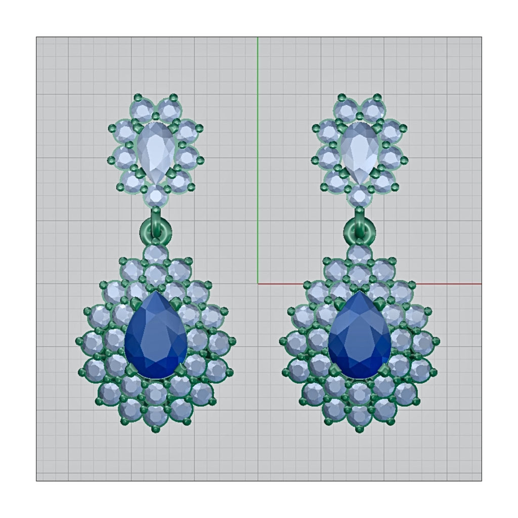 CAD Mock - Up: 3D custom Jewelry Design service Model of your own jewelry in Earrings. - Shoora Designs