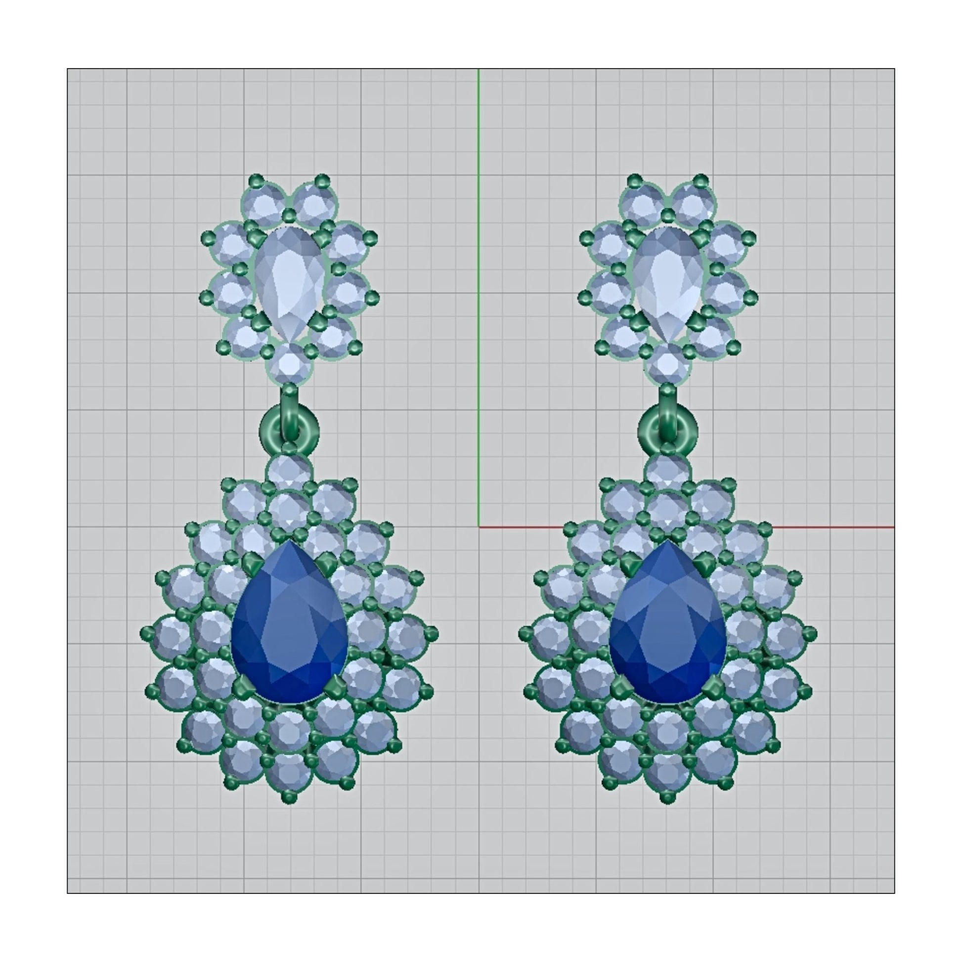 CAD Mock - Up: 3D custom Jewelry Design service Model of your own jewelry in Earrings. - Shoora Designs