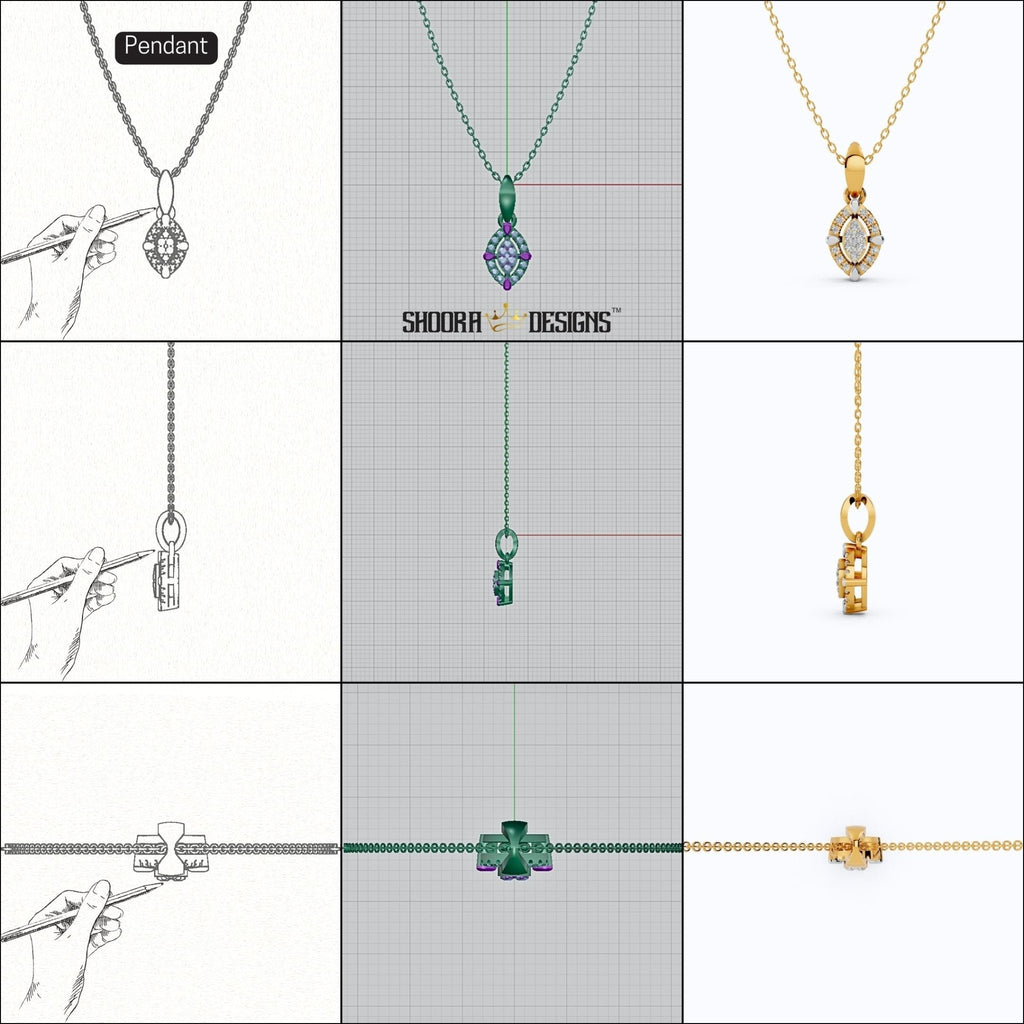 CAD Mock - Up: 3D custom Jewelry Design service Model of your own jewelry in Pendant. - Shoora Designs