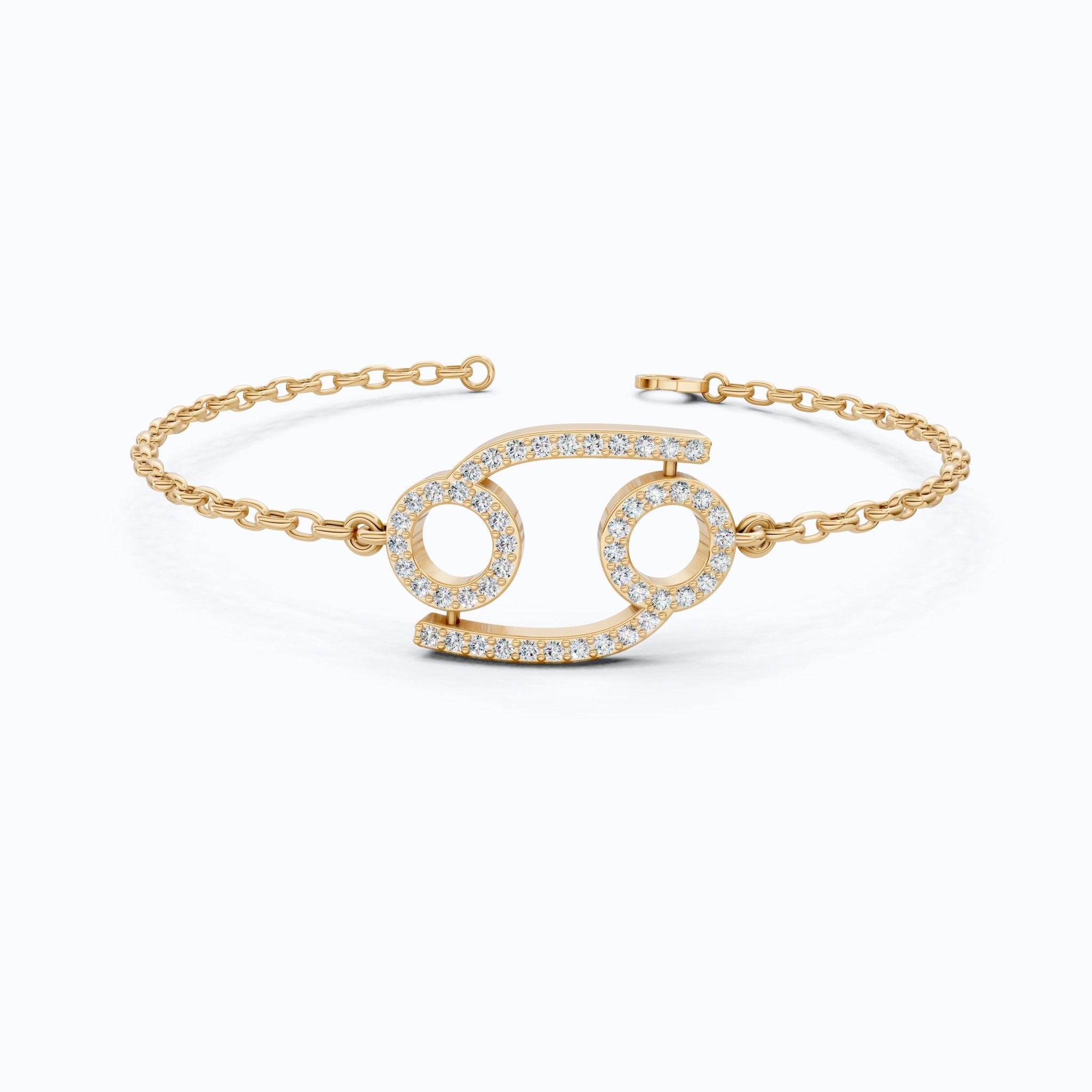 Celestial Cancer Zodiac Sign Chain Bracelet in Lab Diamond – 14k Solid Gold, Symbol Bracelet, Birthday Gift for Her, Anniversary Jewelry - Shoora Designs