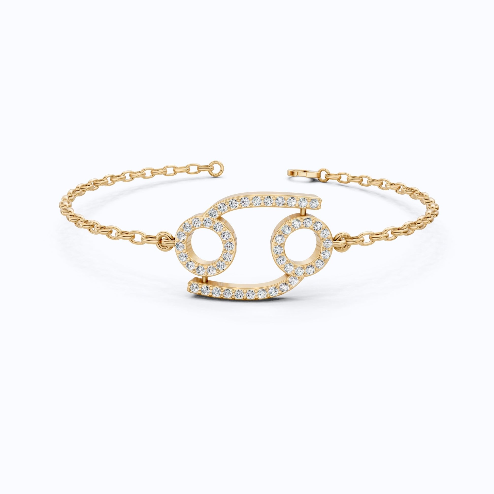 Celestial Cancer Zodiac Sign Chain Bracelet in Lab Diamond – 14k Solid Gold, Symbol Bracelet, Birthday Gift for Her, Anniversary Jewelry - Shoora Designs