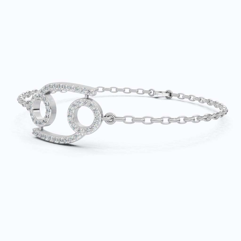 Celestial Cancer Zodiac Sign Chain Bracelet in Lab Diamond – 14k Solid Gold, Symbol Bracelet, Birthday Gift for Her, Anniversary Jewelry - Shoora Designs