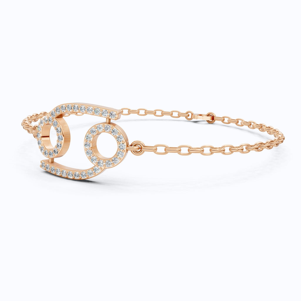 Celestial Cancer Zodiac Sign Chain Bracelet in Lab Diamond – 14k Solid Gold, Symbol Bracelet, Birthday Gift for Her, Anniversary Jewelry - Shoora Designs