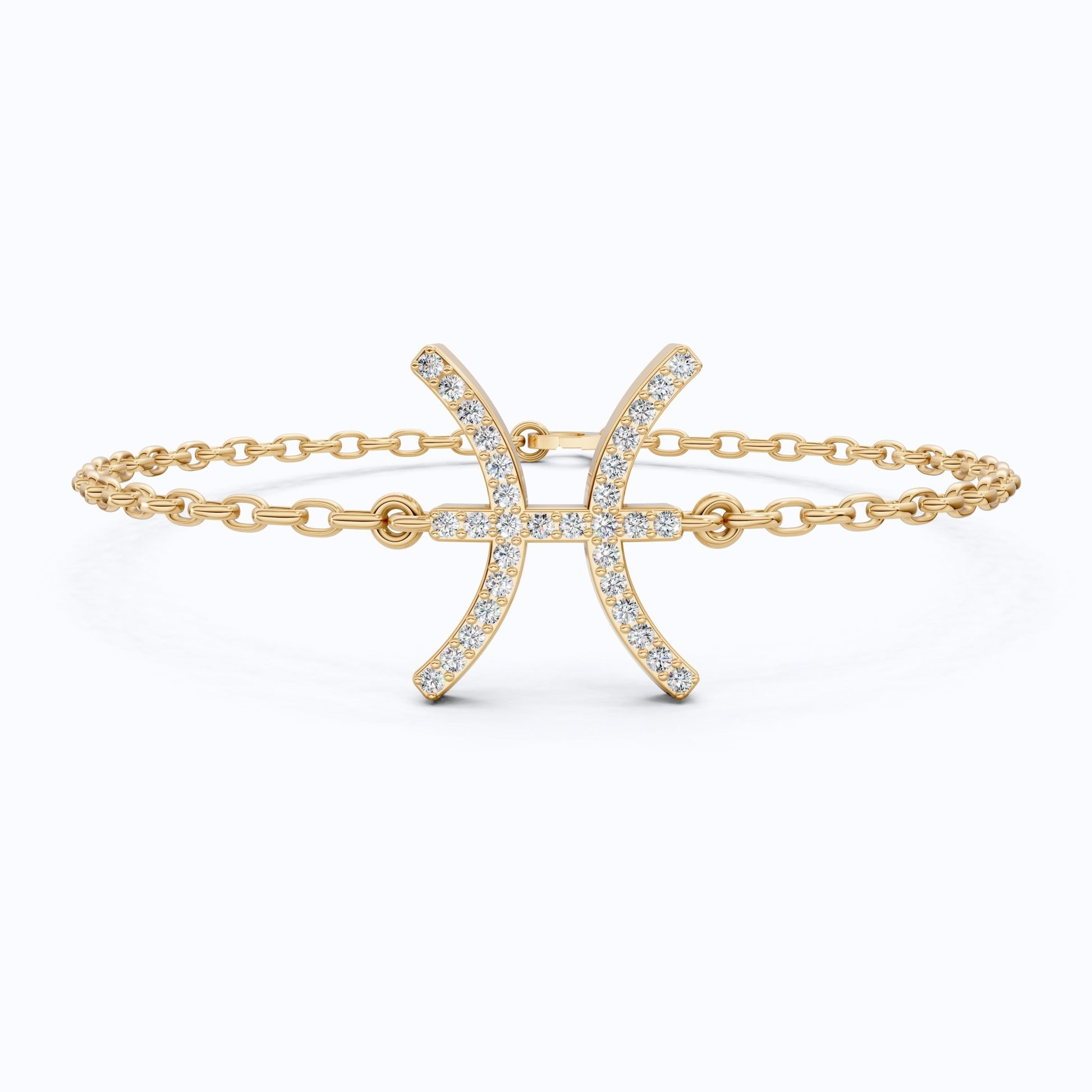 Celestial Pisces Zodiac Bracelet in 14K Solid Gold, 0.32 TCW Round Cut Lab Created Diamonds, Gift for Her, Astrology Jewelry - Shoora Designs