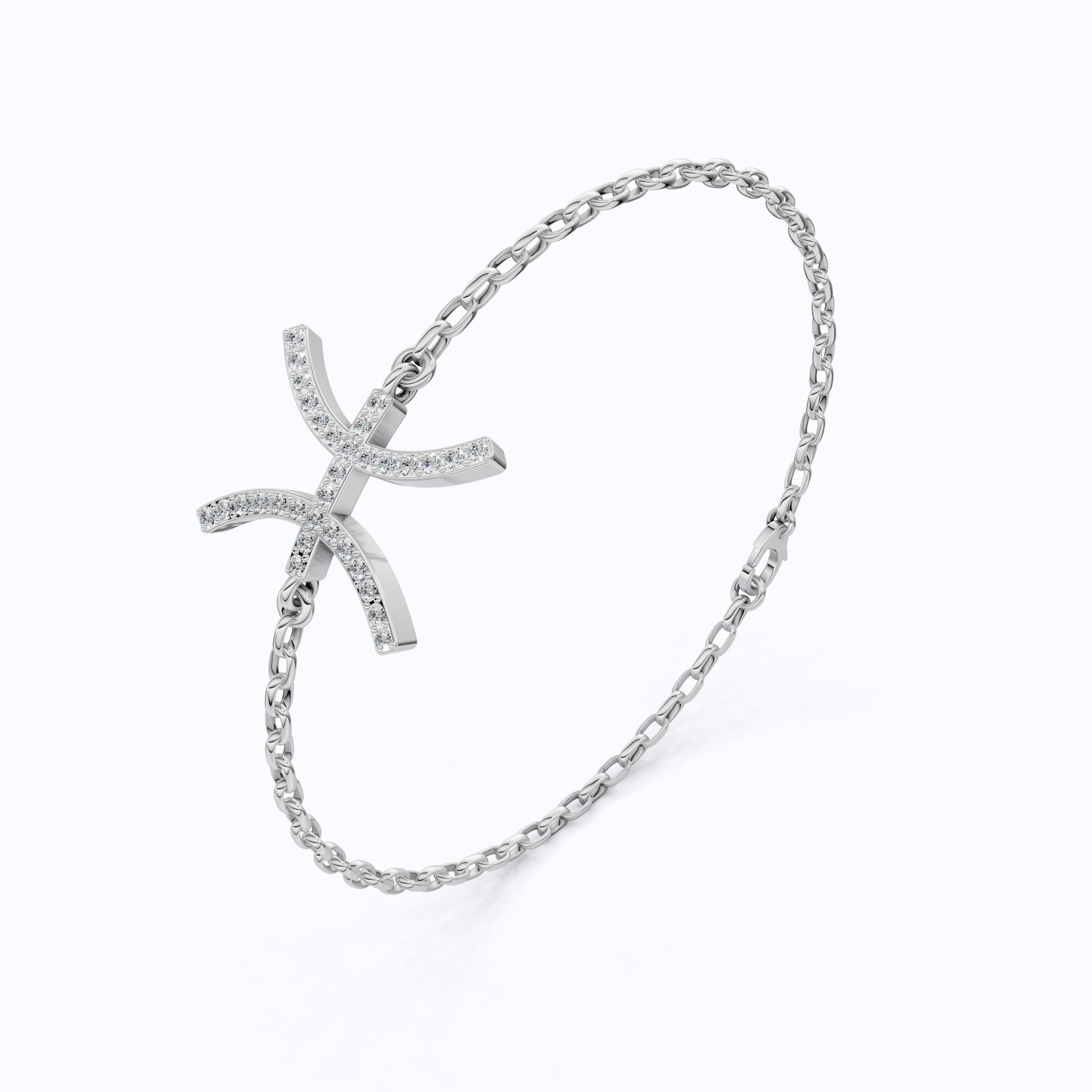 Celestial Pisces Zodiac Bracelet in 14K Solid Gold, 0.32 TCW Round Cut Lab Created Diamonds, Gift for Her, Astrology Jewelry - Shoora Designs