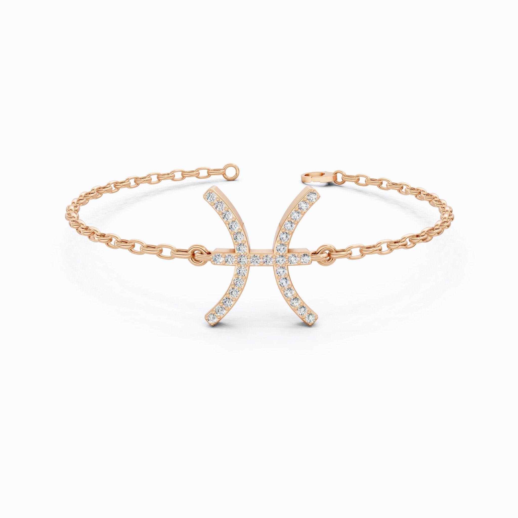 Celestial Pisces Zodiac Bracelet in 14K Solid Gold, 0.32 TCW Round Cut Lab Created Diamonds, Gift for Her, Astrology Jewelry - Shoora Designs