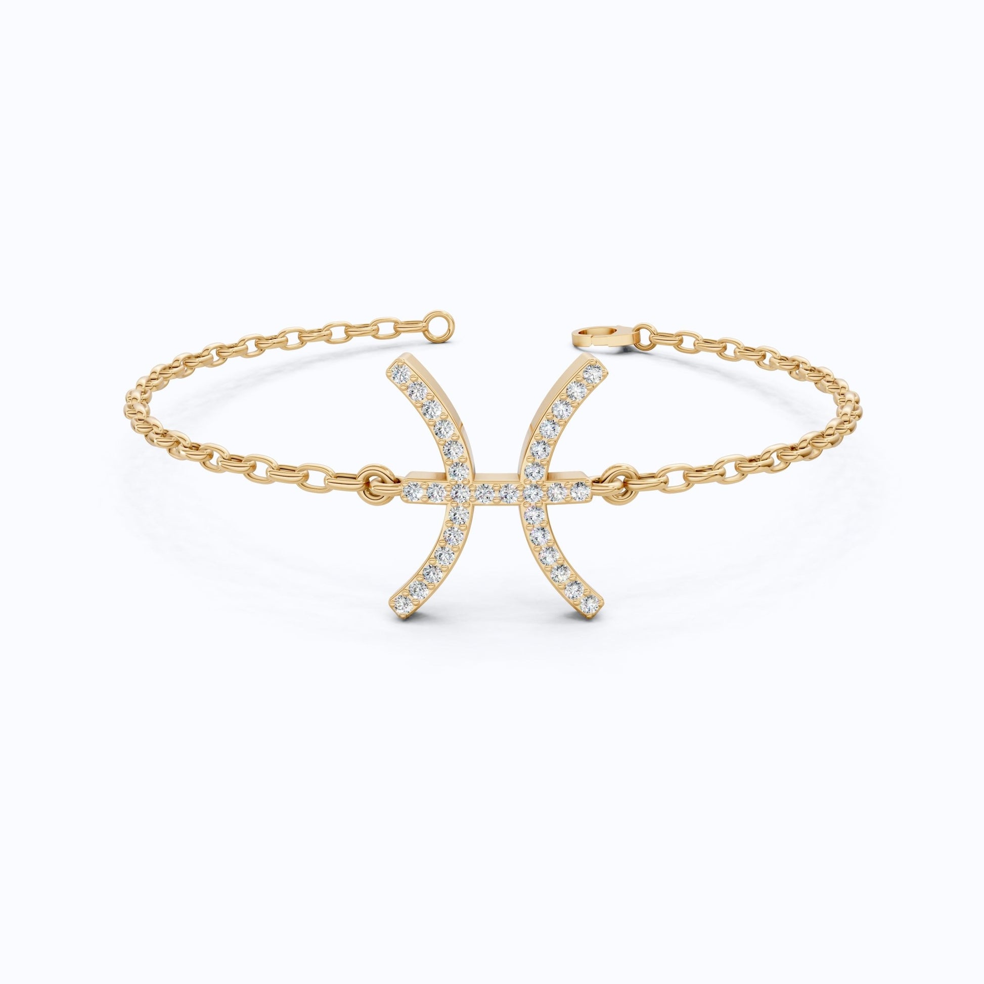 Celestial Pisces Zodiac Bracelet in 14K Solid Gold, 0.32 TCW Round Cut Lab Created Diamonds, Gift for Her, Astrology Jewelry - Shoora Designs