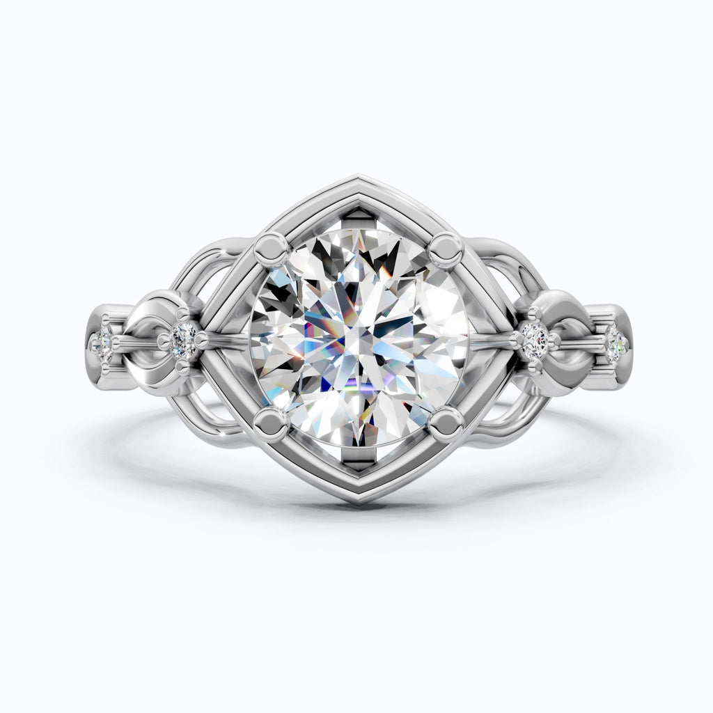 Celtic Knot Solitaire Engagement Ring in Solid 14k Gold/Sterling Silver, 1.34 TCW Round Cut Lab Diamond Antique Ring,Birthday Gift for Women, Everyday Jewelry - Shoora Designs