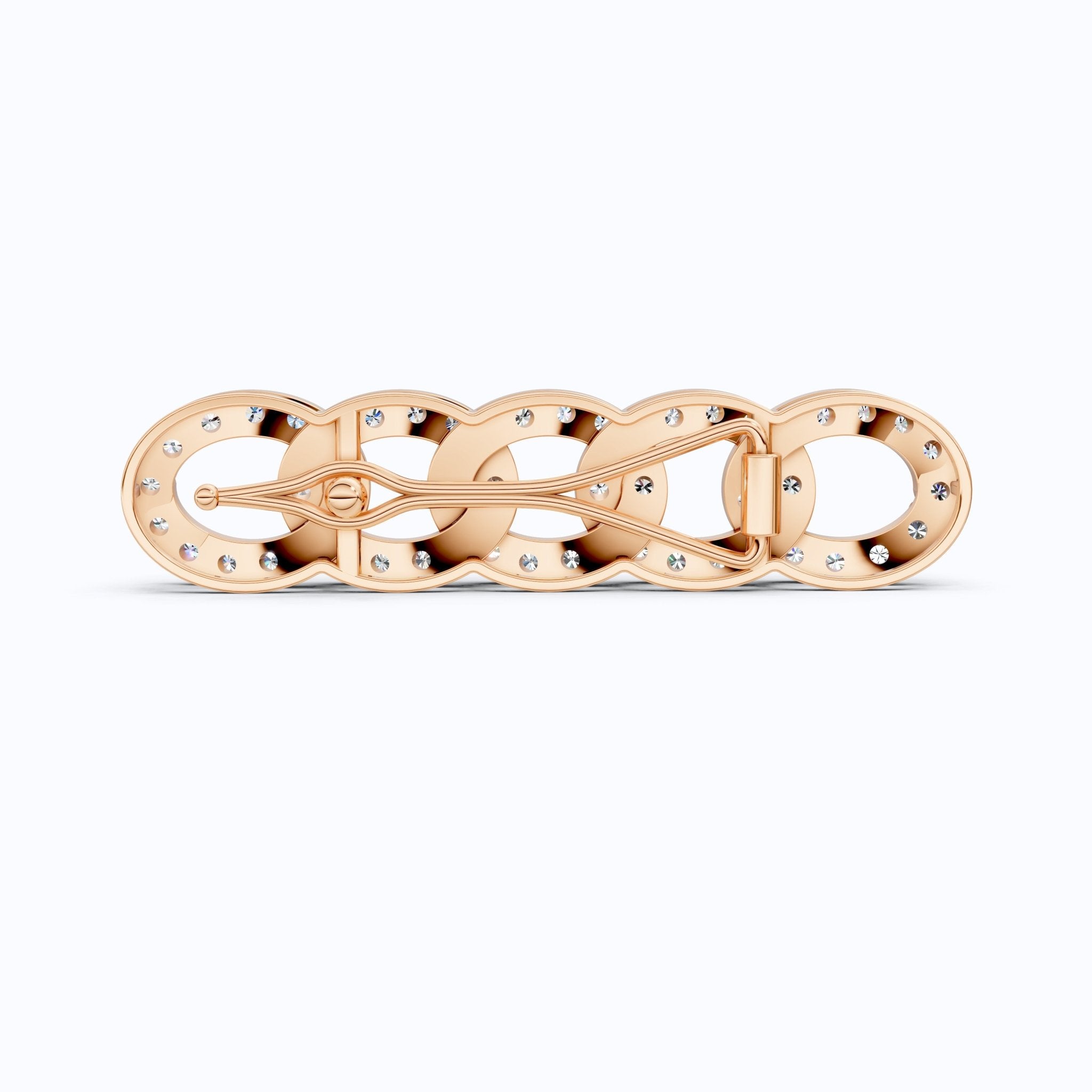 Chain Link Diamond Hair Pin in Lab Diamond or Moissanite – Solid 14K Rose Gold, 3.12 TCW, Bridal Jewelry, Gift for Her - Shoora Designs