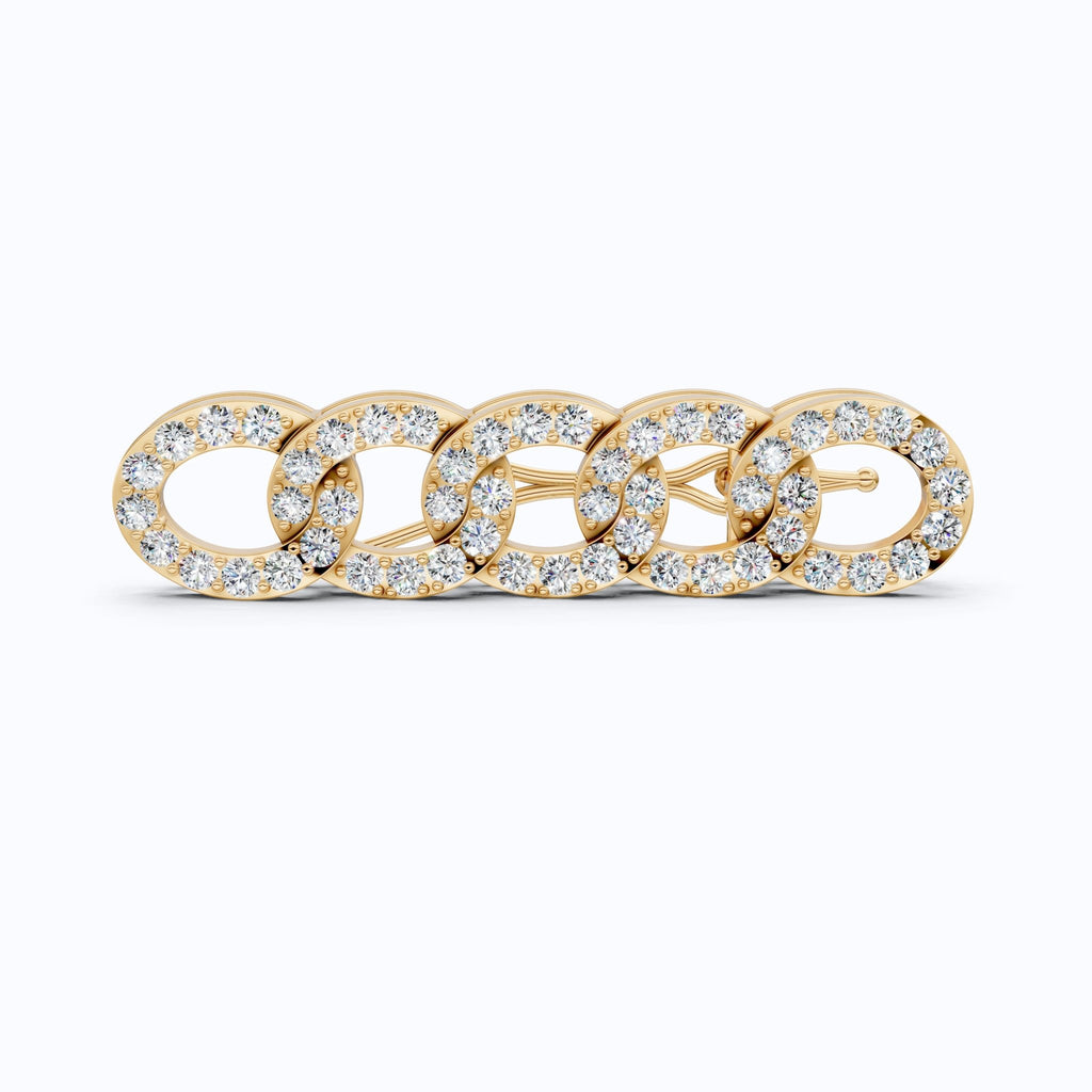 Chain Link Diamond Hair Pin in Lab Diamond or Moissanite – Solid 14K Rose Gold, 3.12 TCW, Bridal Jewelry, Gift for Her - Shoora Designs