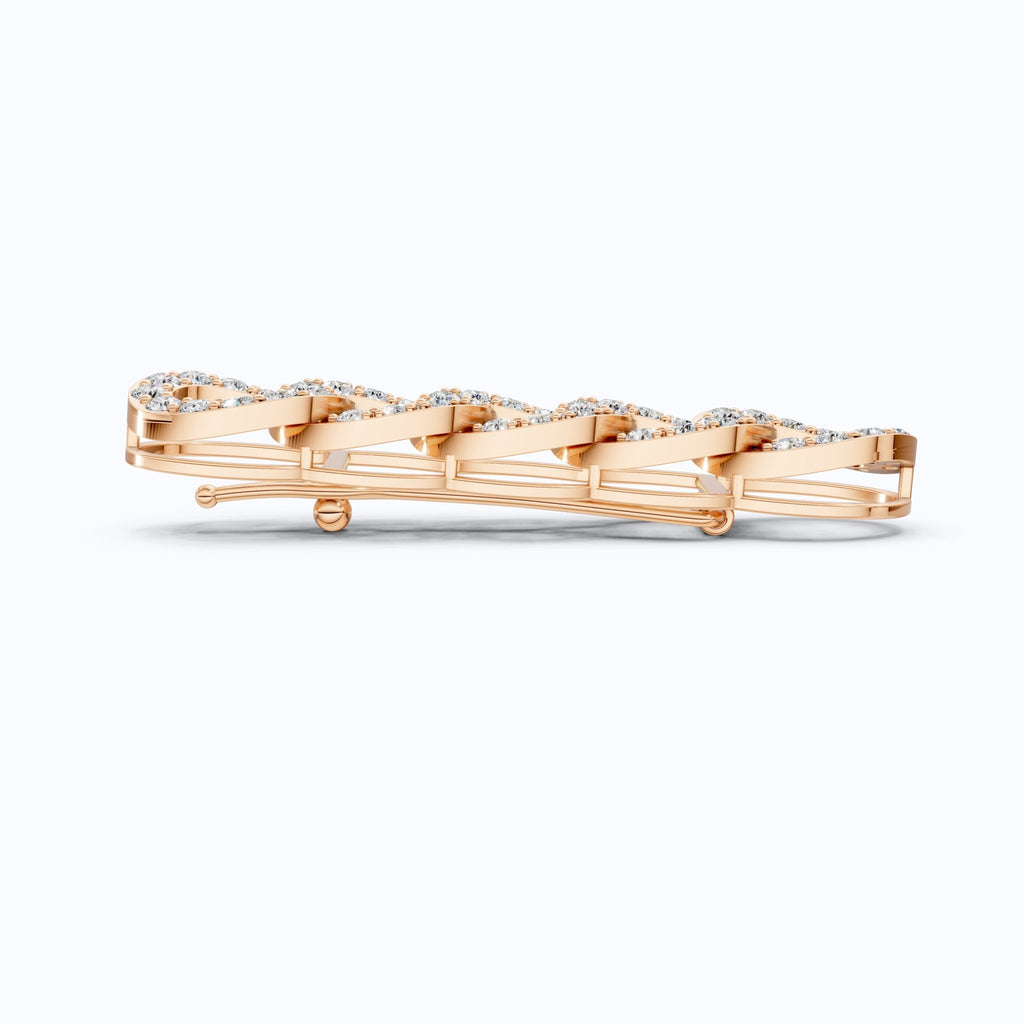 Chain Link Diamond Hair Pin in Lab Diamond or Moissanite – Solid 14K Rose Gold, 3.12 TCW, Bridal Jewelry, Gift for Her - Shoora Designs