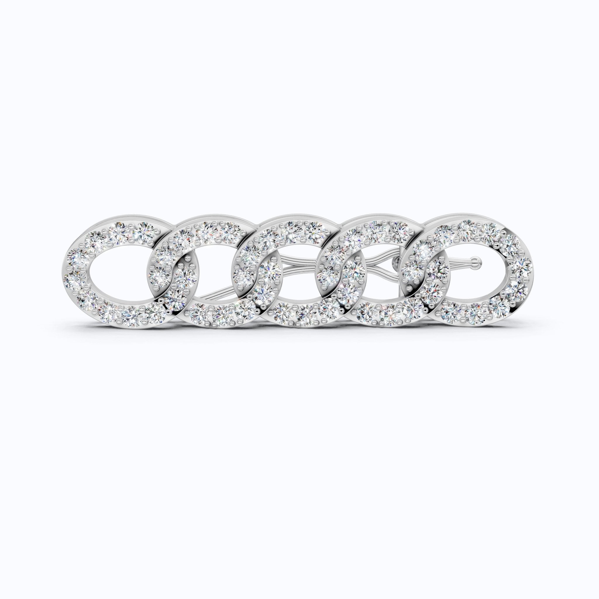 Chain Link Diamond Hair Pin in Lab Diamond or Moissanite – Solid 14K Rose Gold, 3.12 TCW, Bridal Jewelry, Gift for Her - Shoora Designs