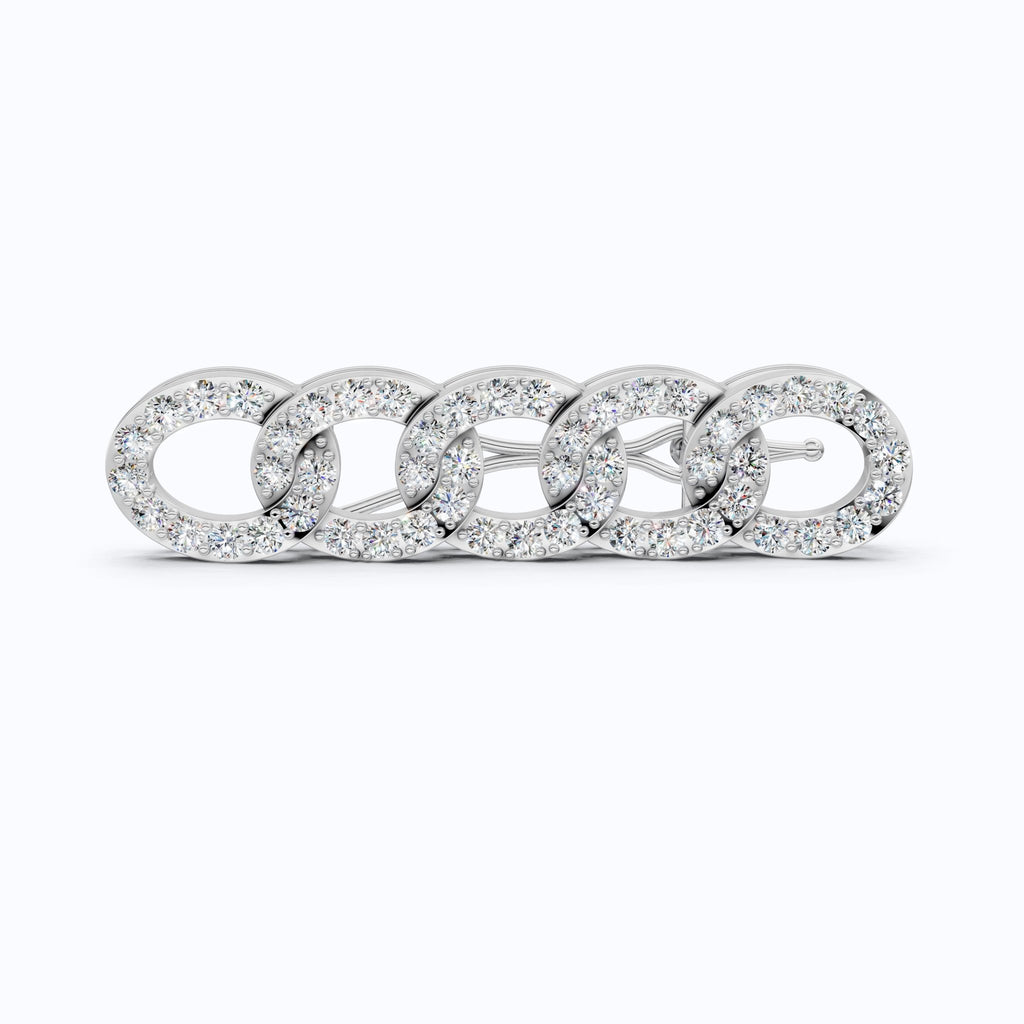 Chain Link Diamond Hair Pin in Lab Diamond or Moissanite – Solid 14K Rose Gold, 3.12 TCW, Bridal Jewelry, Gift for Her - Shoora Designs