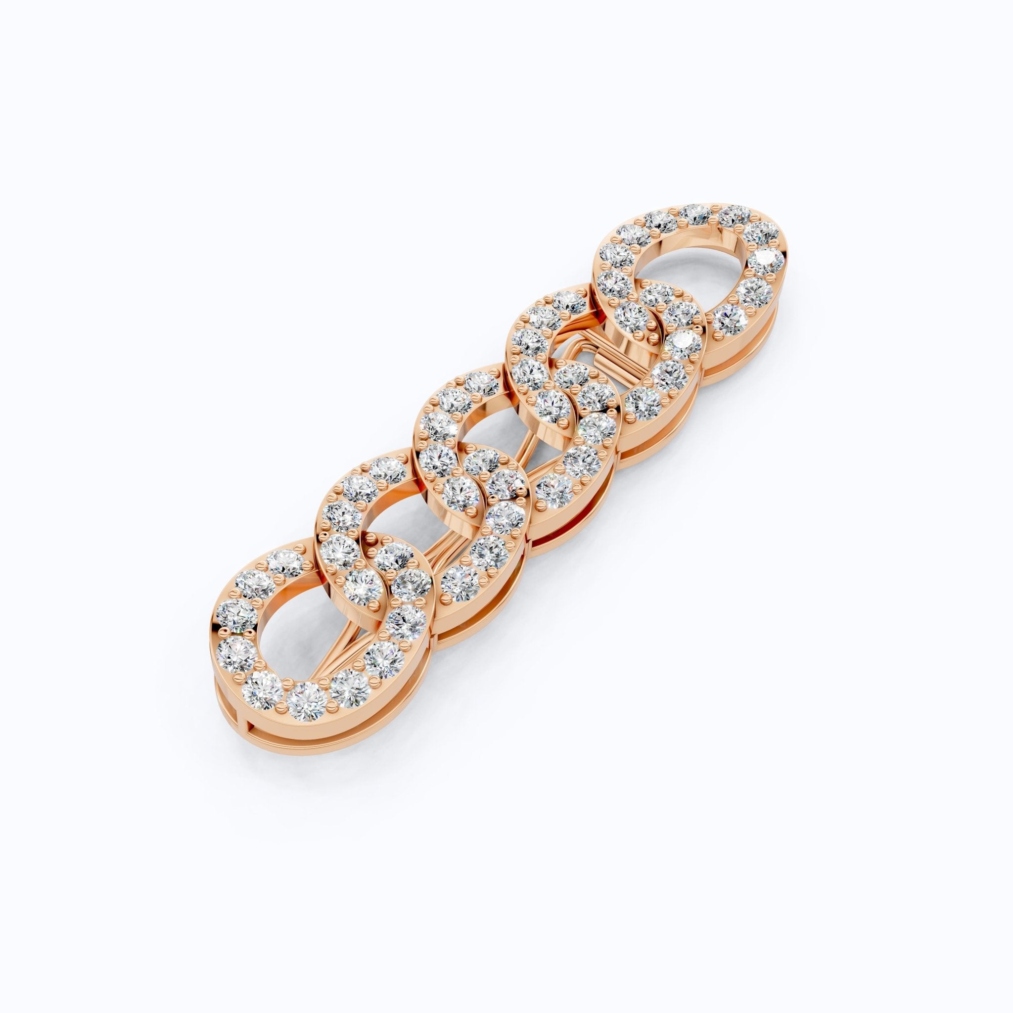 Chain Link Diamond Hair Pin in Lab Diamond or Moissanite – Solid 14K Rose Gold, 3.12 TCW, Bridal Jewelry, Gift for Her - Shoora Designs
