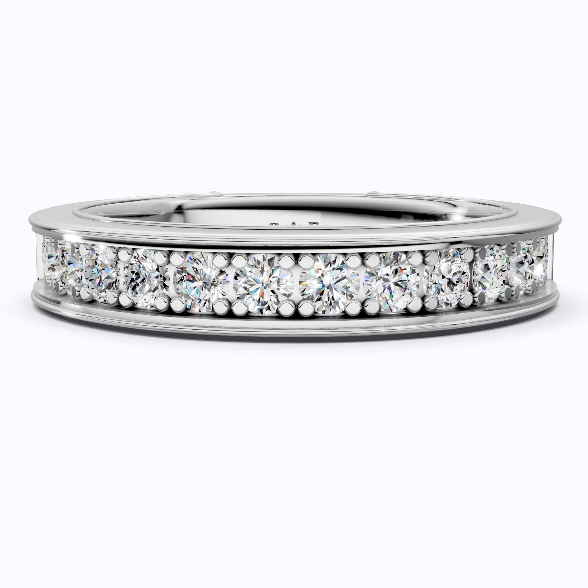 Channel Set Half Eternity Wedding Ring in 14K Solid Gold, 0.56 Round Cut Lab Created Diamonds, Anniversary Ring, Gift for Her, Everyday Jewelry - Shoora Designs