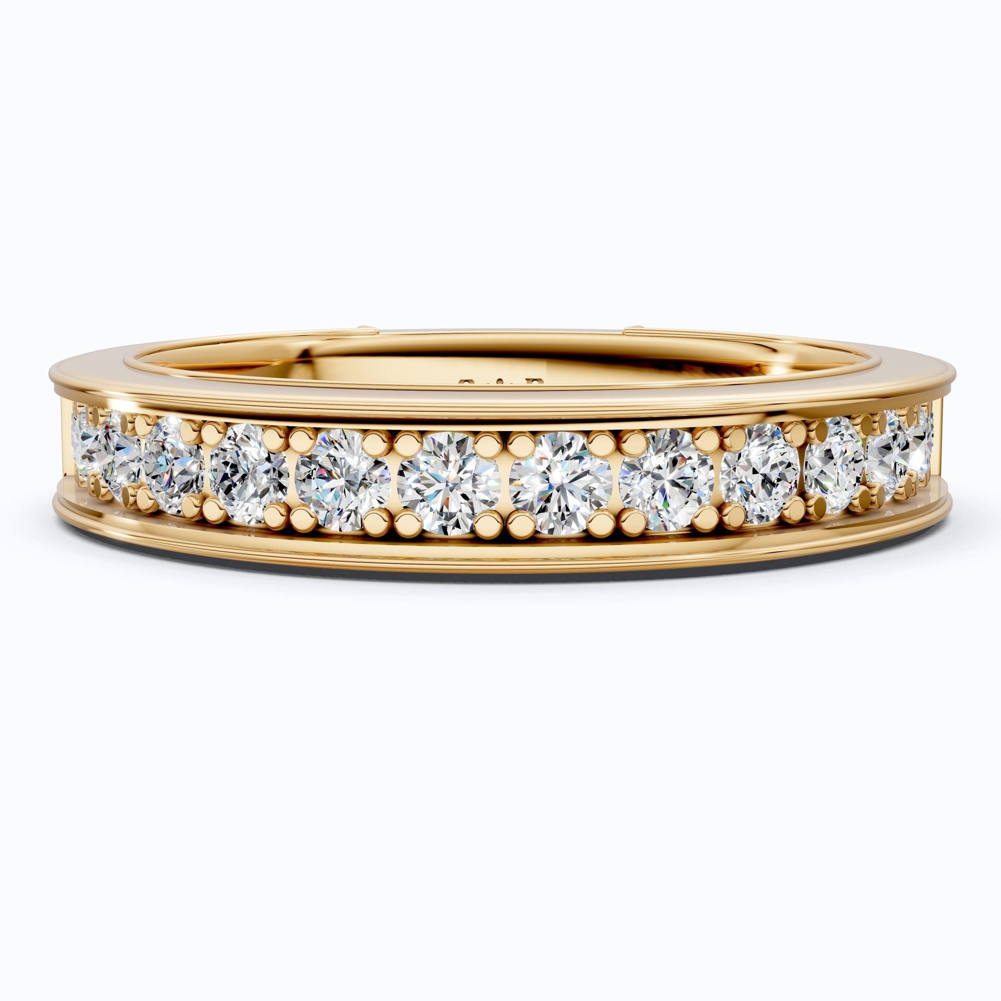 Channel Set Half Eternity Wedding Ring in 14K Solid Gold, 0.56 Round Cut Lab Created Diamonds, Anniversary Ring, Gift for Her, Everyday Jewelry - Shoora Designs