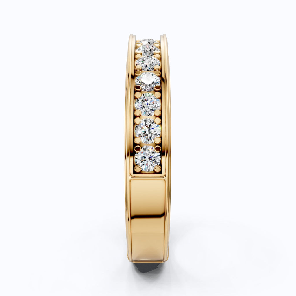 Channel Set Half Eternity Wedding Ring in 14K Solid Gold, 0.56 Round Cut Lab Created Diamonds, Anniversary Ring, Gift for Her, Everyday Jewelry - Shoora Designs