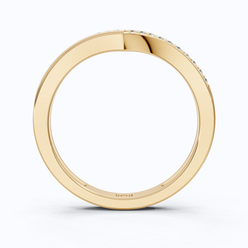 Chevron V - Shape Pave Wedding Band in Lab Grown Diamond – Solid 9k/14k Gold, Stackable Ring For Women, Antique Gift - Shoora Designs