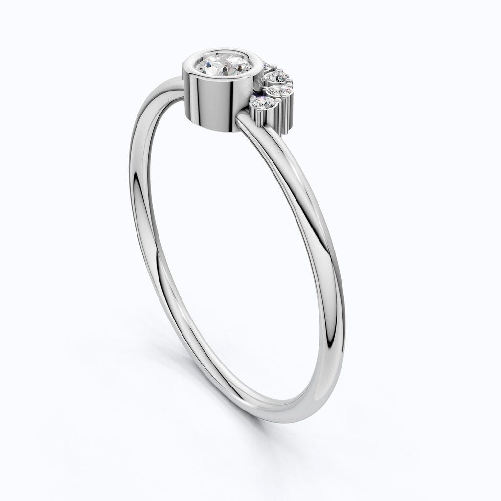 Chic Half Halo Diamond Wedding Ring in 14K Solid Gold, 0.14 TCW Round Cut Lab Created Diamonds, Birthday Gift For Her, Everyday Jewelry - Shoora Designs