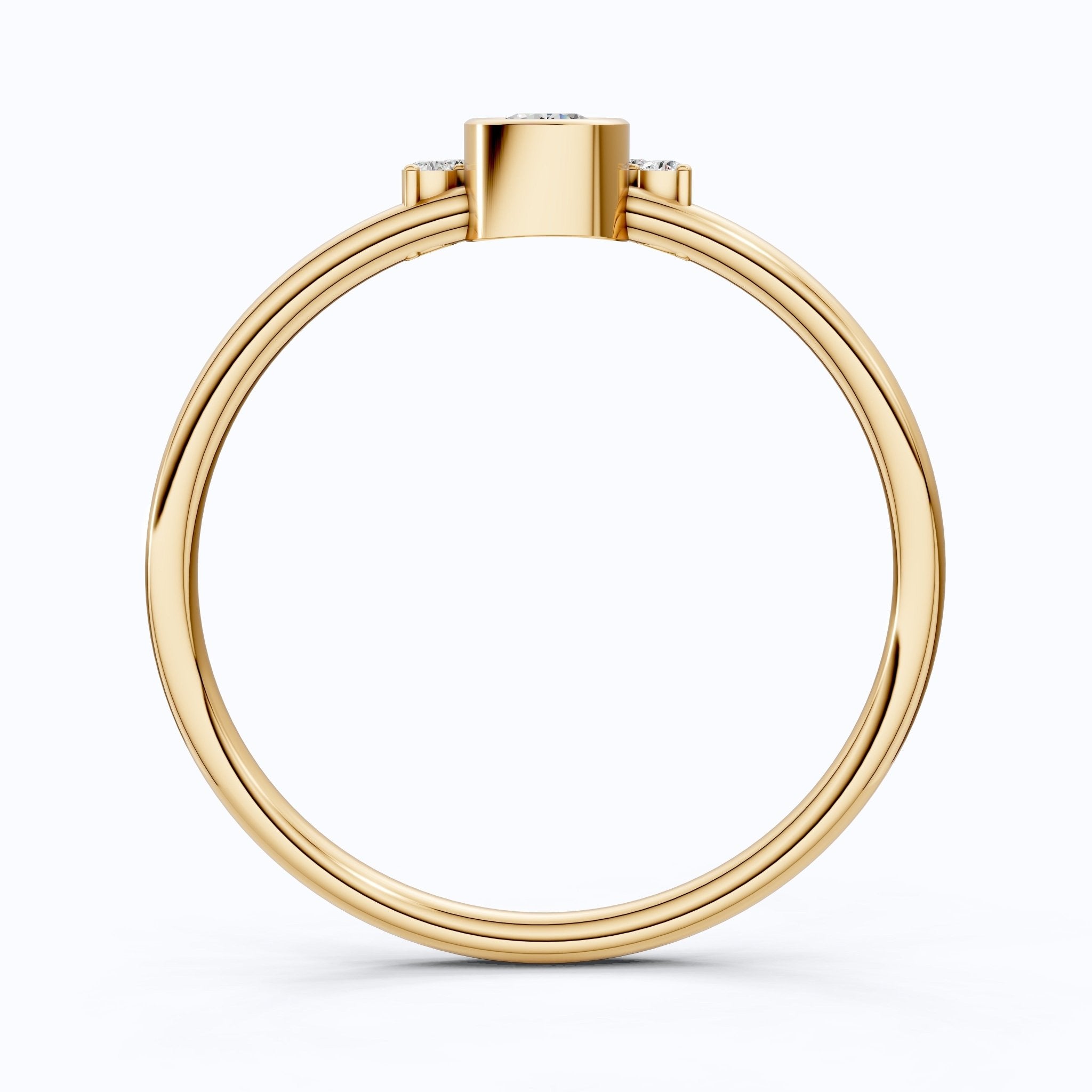 Chic Half Halo Diamond Wedding Ring in 14K Solid Gold, 0.14 TCW Round Cut Lab Created Diamonds, Birthday Gift For Her, Everyday Jewelry - Shoora Designs