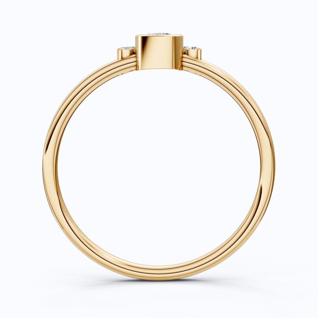 Chic Half Halo Diamond Wedding Ring in 14K Solid Gold, 0.14 TCW Round Cut Lab Created Diamonds, Birthday Gift For Her, Everyday Jewelry - Shoora Designs