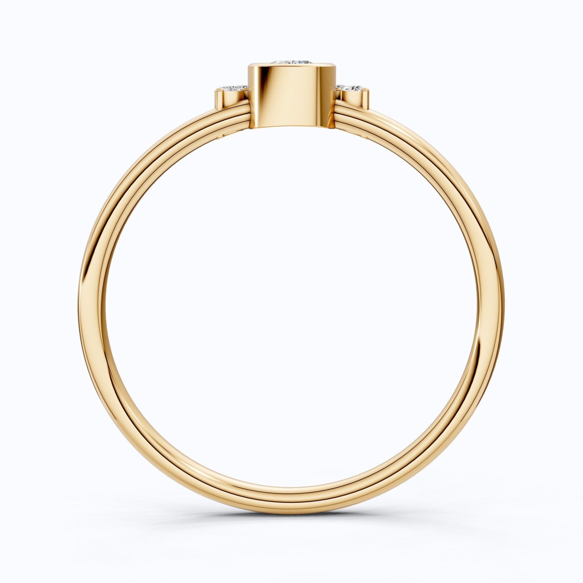 Chic Half Halo Diamond Wedding Ring in 14K Solid Gold, 0.14 TCW Round Cut Lab Created Diamonds, Birthday Gift For Her, Everyday Jewelry - Shoora Designs