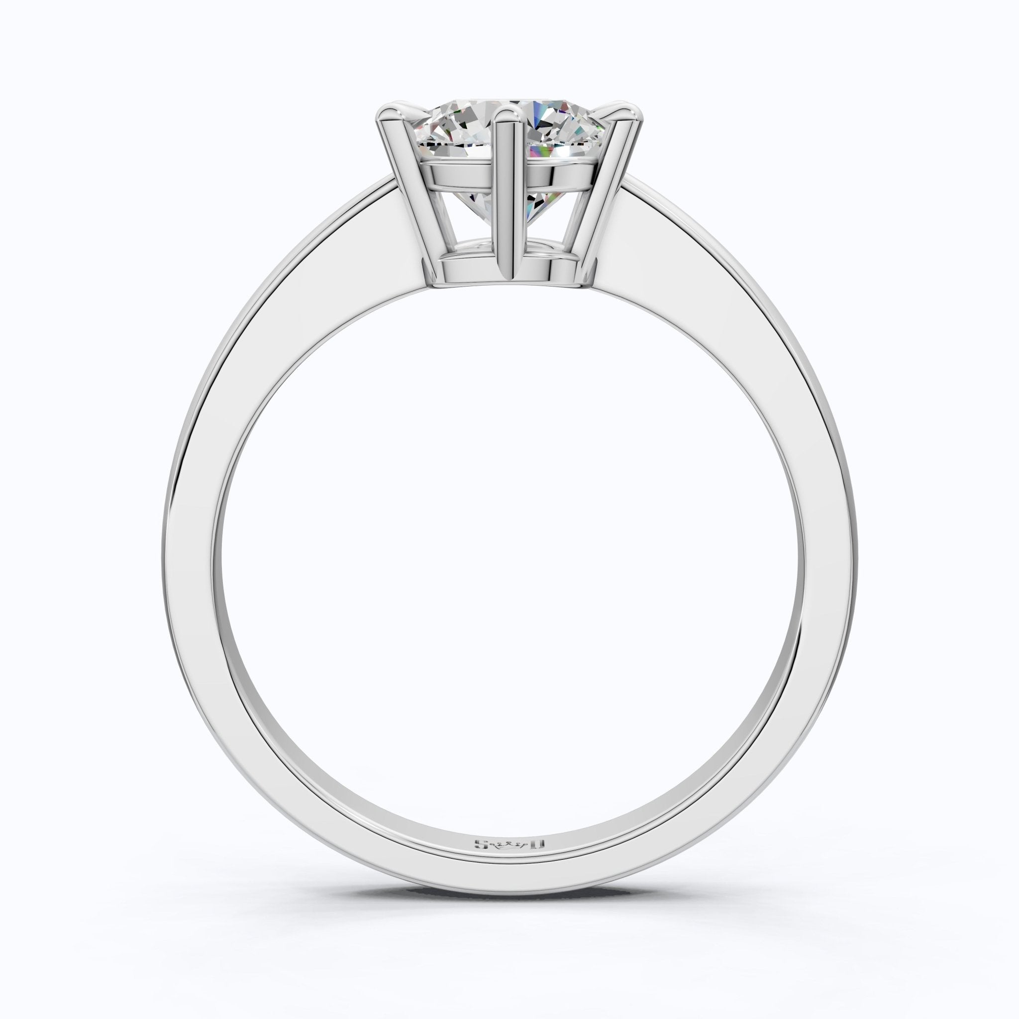 Classic Cathedral Shank Six - Prong Solitaire Engagement Ring 14k Solid Gold, 1.00 CT Round Cut Lab Diamonds, Bridal Ring for Women - Shoora Designs