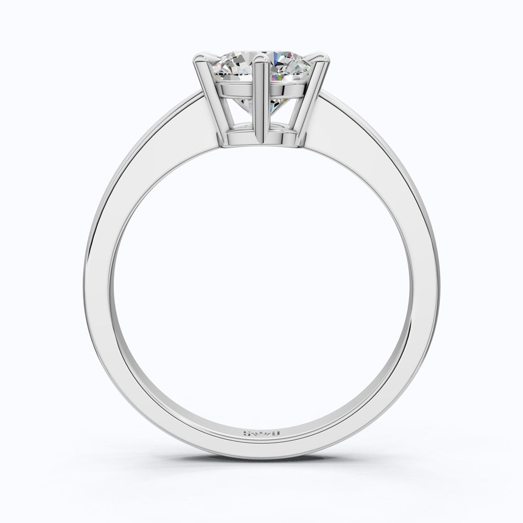 Classic Cathedral Shank Six - Prong Solitaire Engagement Ring 14k Solid Gold, 1.00 CT Round Cut Lab Diamonds, Bridal Ring for Women - Shoora Designs