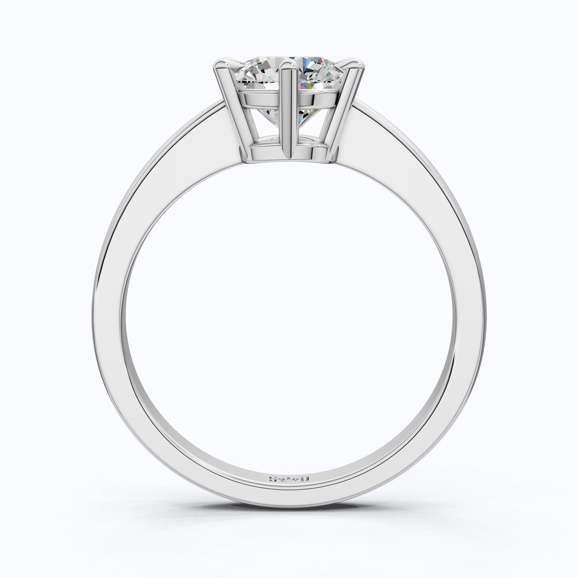 Classic Cathedral Shank Six - Prong Solitaire Engagement Ring 14k Solid Gold, 1.00 CT Round Cut Lab Diamonds, Bridal Ring for Women - Shoora Designs
