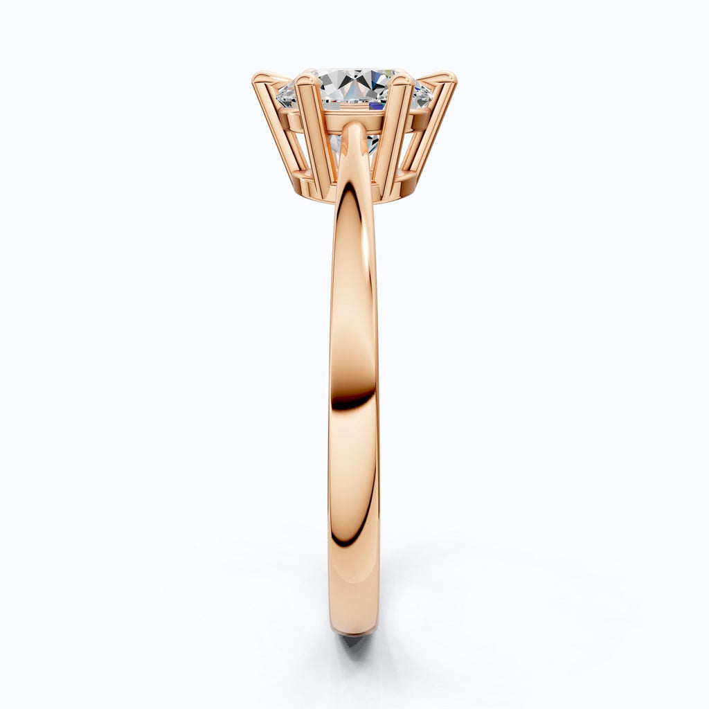 Classic Cathedral Shank Six - Prong Solitaire Engagement Ring 14k Solid Gold, 1.00 CT Round Cut Lab Diamonds, Bridal Ring for Women - Shoora Designs