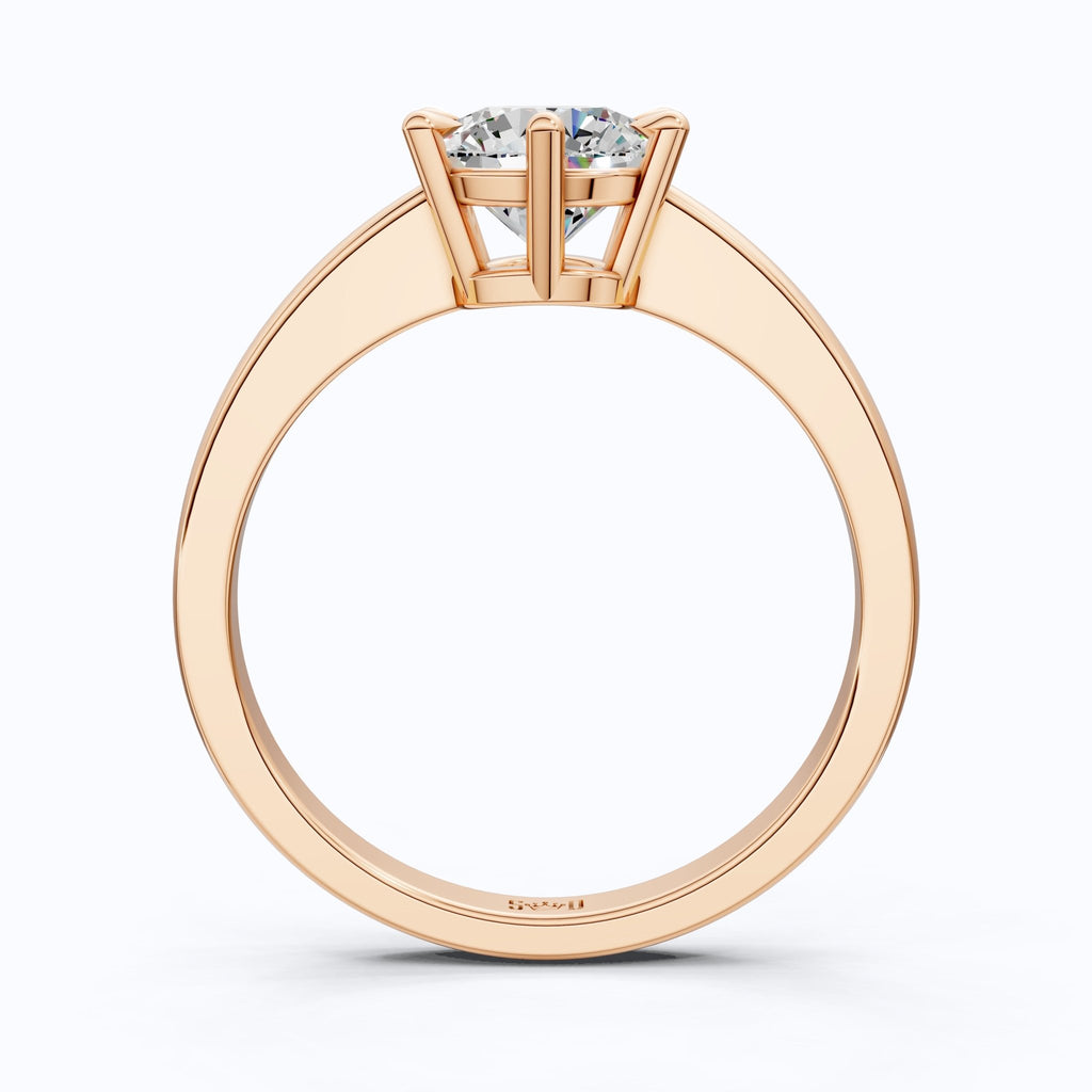 Classic Cathedral Shank Six - Prong Solitaire Engagement Ring 14k Solid Gold, 1.00 CT Round Cut Lab Diamonds, Bridal Ring for Women - Shoora Designs