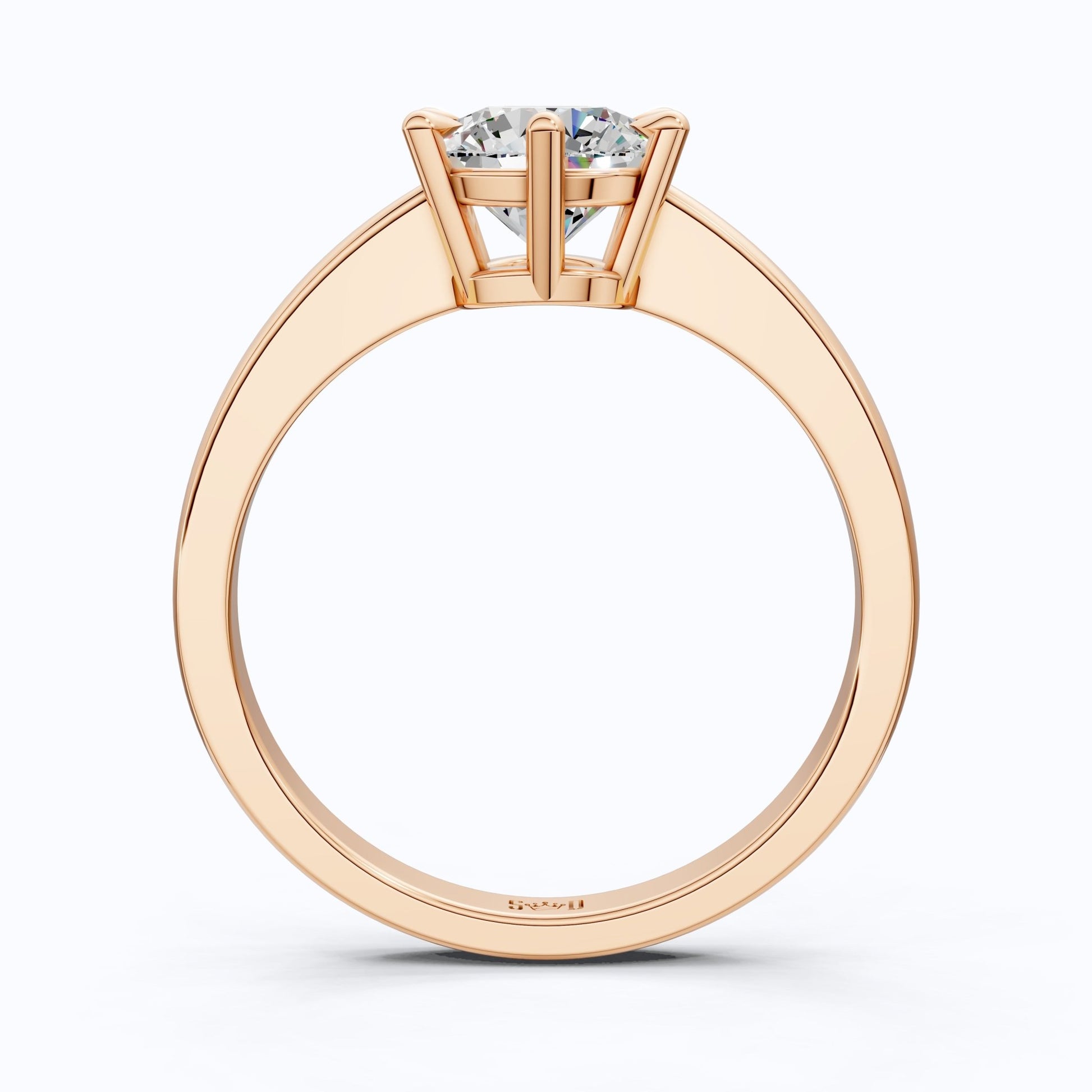 Classic Cathedral Shank Six - Prong Solitaire Engagement Ring 14k Solid Gold, 1.00 CT Round Cut Lab Diamonds, Bridal Ring for Women - Shoora Designs
