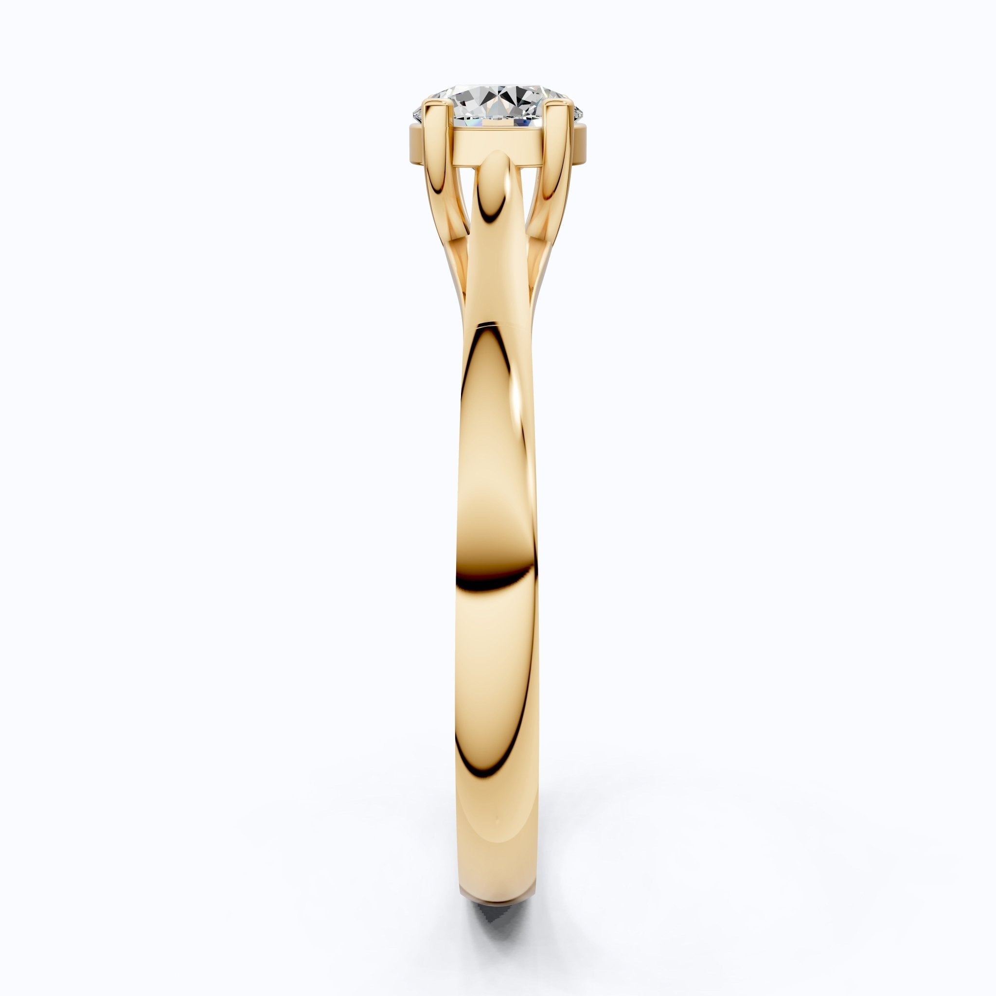 Classic Four Prong Solitaire Engagement Ring in 14K Solid Gold, 0.40 CT Round Cut Lab Created Diamond, Bridal Jewelry, Anniversary Gift For Her - Shoora Designs