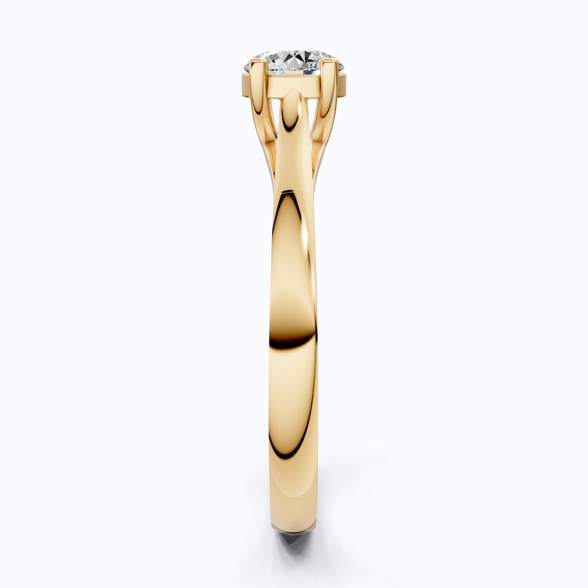 Classic Four Prong Solitaire Engagement Ring in 14K Solid Gold, 0.40 CT Round Cut Lab Created Diamond, Bridal Jewelry, Anniversary Gift For Her - Shoora Designs