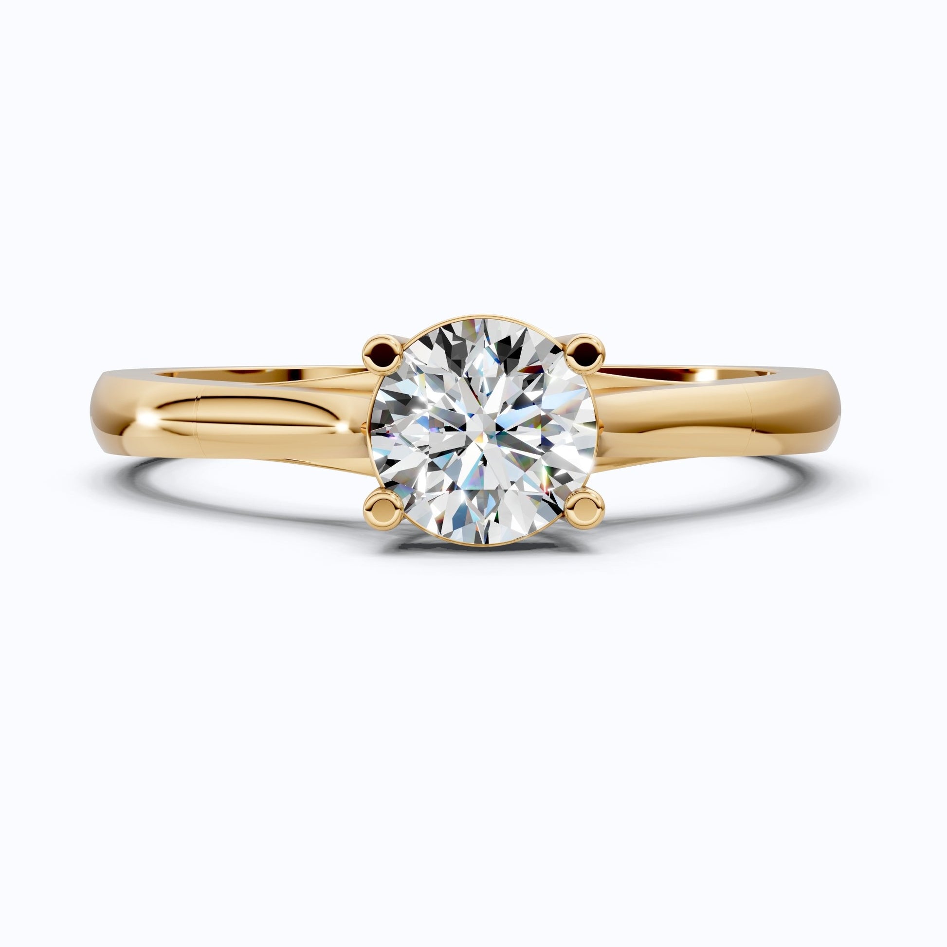 Classic Four Prong Solitaire Engagement Ring in 14K Solid Gold, 0.40 CT Round Cut Lab Created Diamond, Bridal Jewelry, Anniversary Gift For Her - Shoora Designs