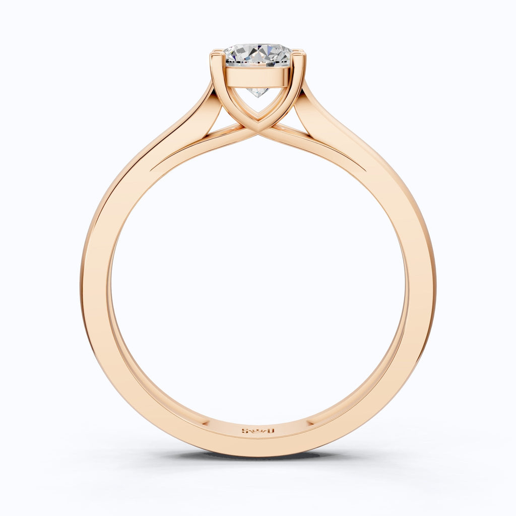 Classic Four Prong Solitaire Engagement Ring in 14K Solid Gold, 0.40 CT Round Cut Lab Created Diamond, Bridal Jewelry, Anniversary Gift For Her - Shoora Designs