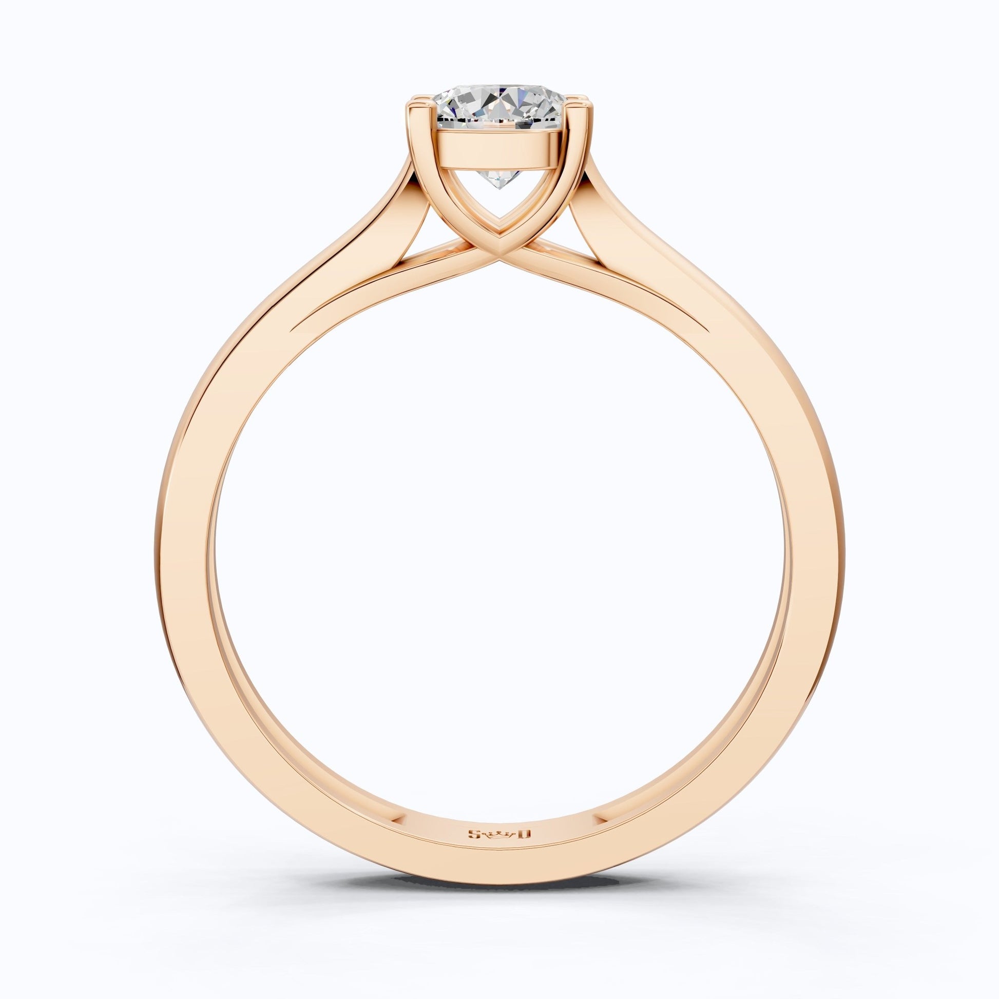 Classic Four Prong Solitaire Engagement Ring in 14K Solid Gold, 0.40 CT Round Cut Lab Created Diamond, Bridal Jewelry, Anniversary Gift For Her - Shoora Designs