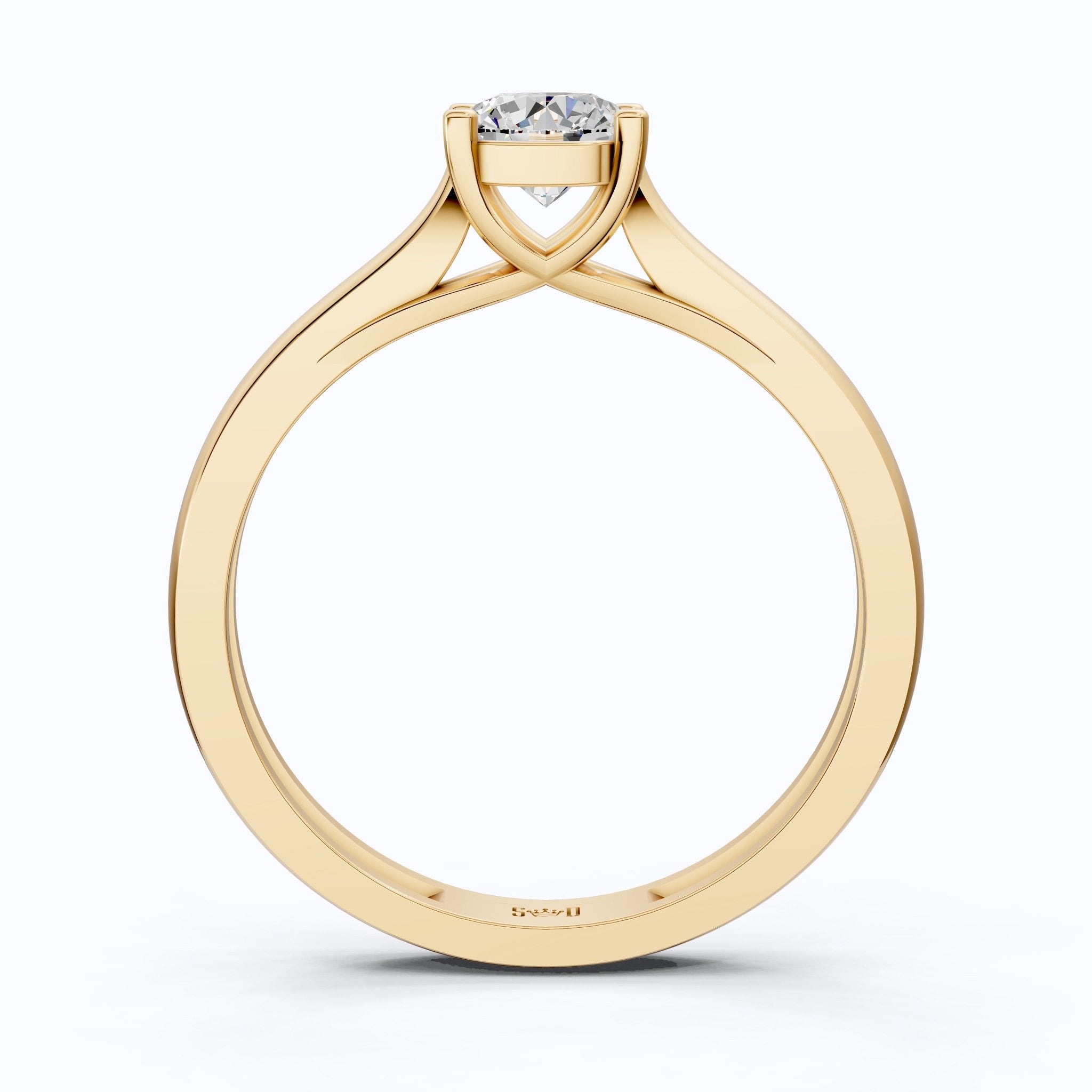 Classic Four Prong Solitaire Engagement Ring in 14K Solid Gold, 0.40 CT Round Cut Lab Created Diamond, Bridal Jewelry, Anniversary Gift For Her - Shoora Designs