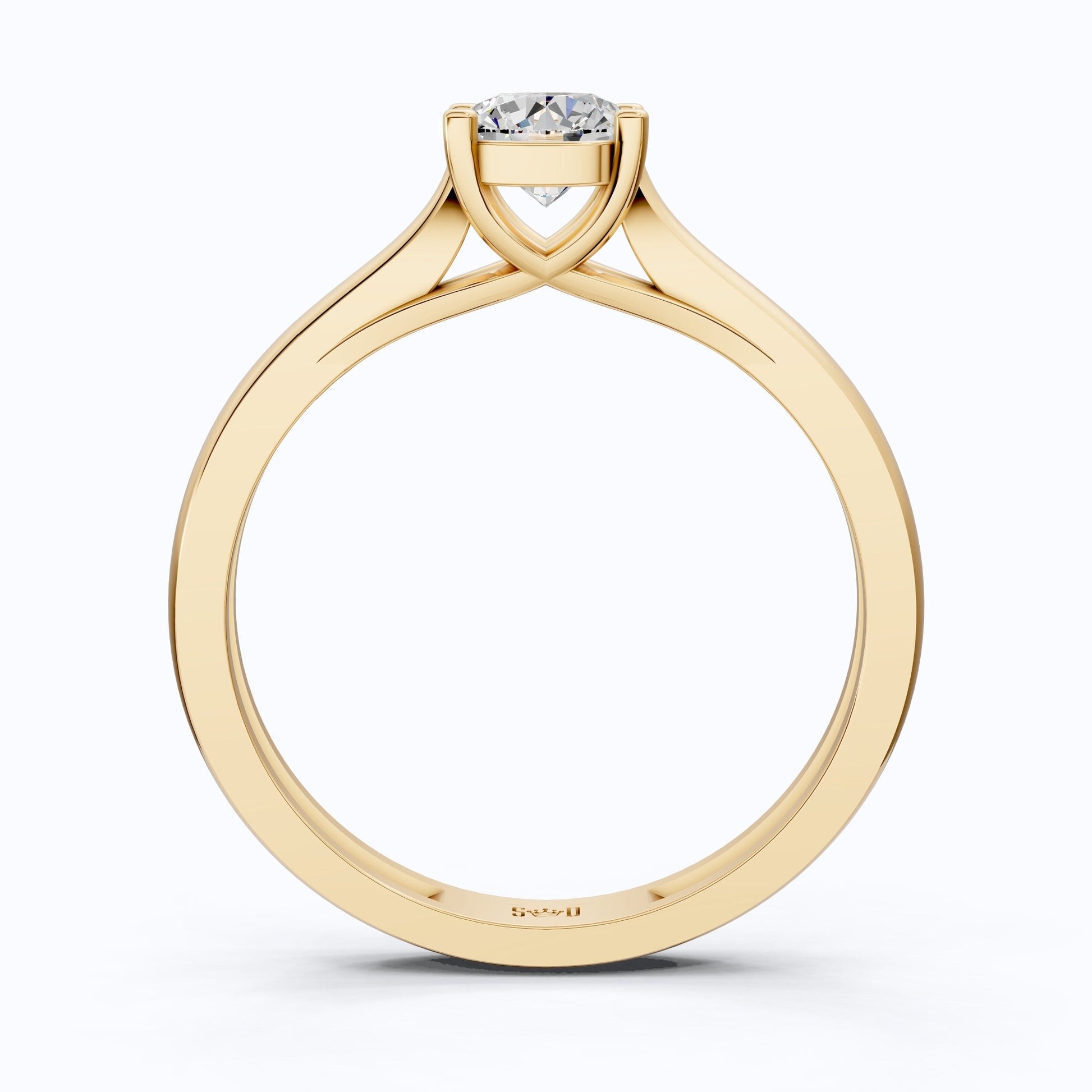 Classic Four Prong Solitaire Engagement Ring in 14K Solid Gold, 0.40 CT Round Cut Lab Created Diamond, Bridal Jewelry, Anniversary Gift For Her - Shoora Designs