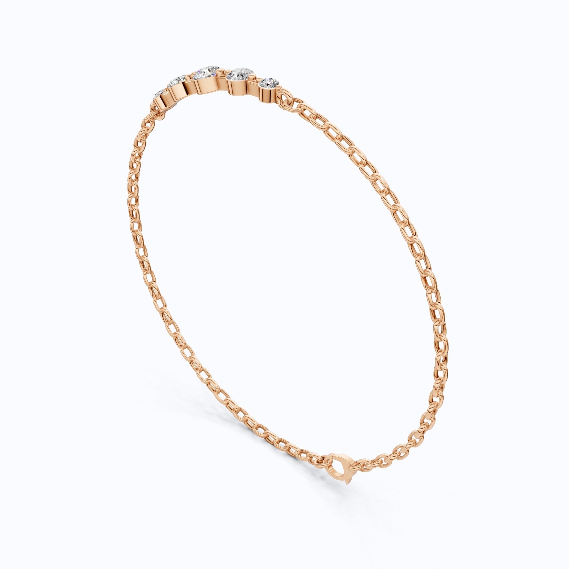 Classic Graduated Round Station Chain Bracelet in Lab Grown Diamond - 14k Solid Gold, Handmade Jewelry, Everyday Luxury Gift For Women - Shoora Designs