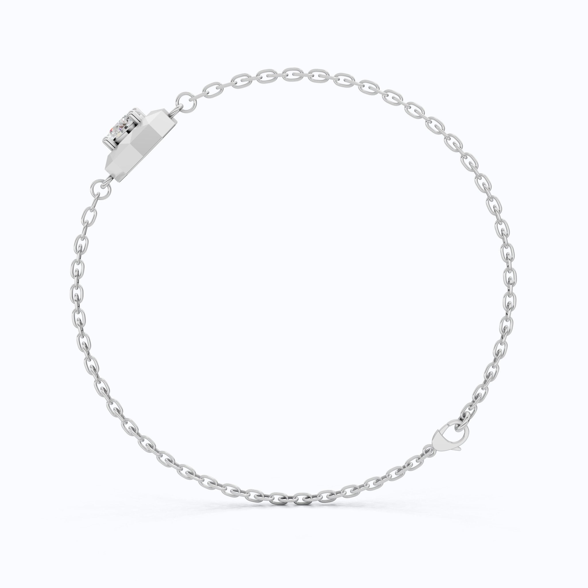 Classic Octagon Shaped Bezel Setting Solitaire Chain Bracelet in 14k Solid Gold, 0.30 CT Round Cut Lab Grown Diamond, Anniversary Gift For Women, Everyday Bracelet - Shoora Designs