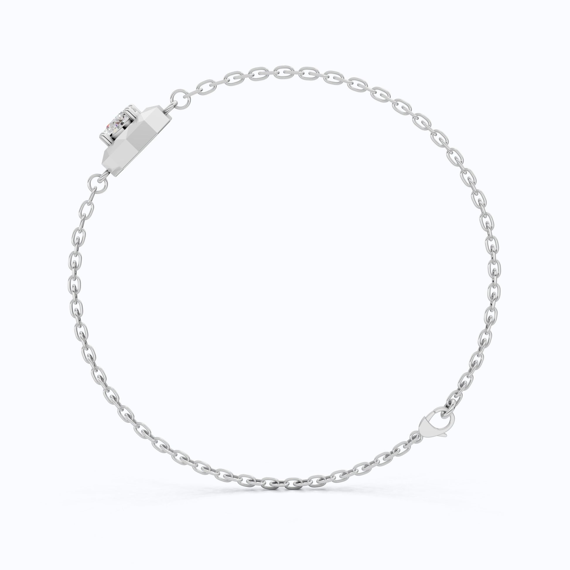 Classic Octagon Shaped Bezel Setting Solitaire Chain Bracelet in 14k Solid Gold, 0.30 CT Round Cut Lab Grown Diamond, Anniversary Gift For Women, Everyday Bracelet - Shoora Designs