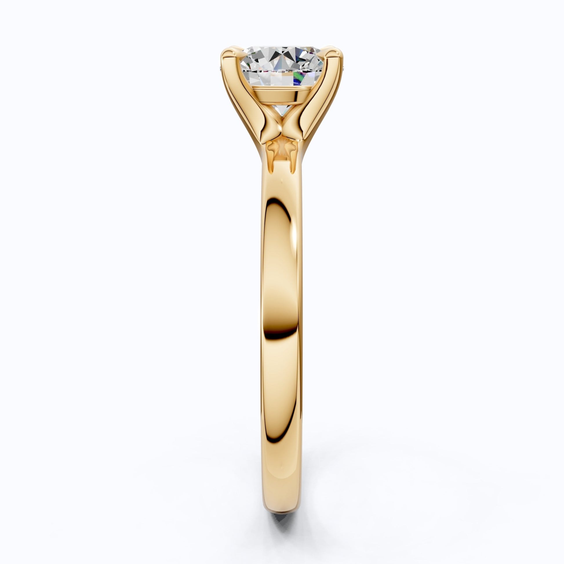 Classic Open Cathedral Shank Solitaire Engagement Ring in 14K Solid Gold ,1.00 CT Round Cut Lab Diamond, Birthday Gift for Women - Shoora Designs