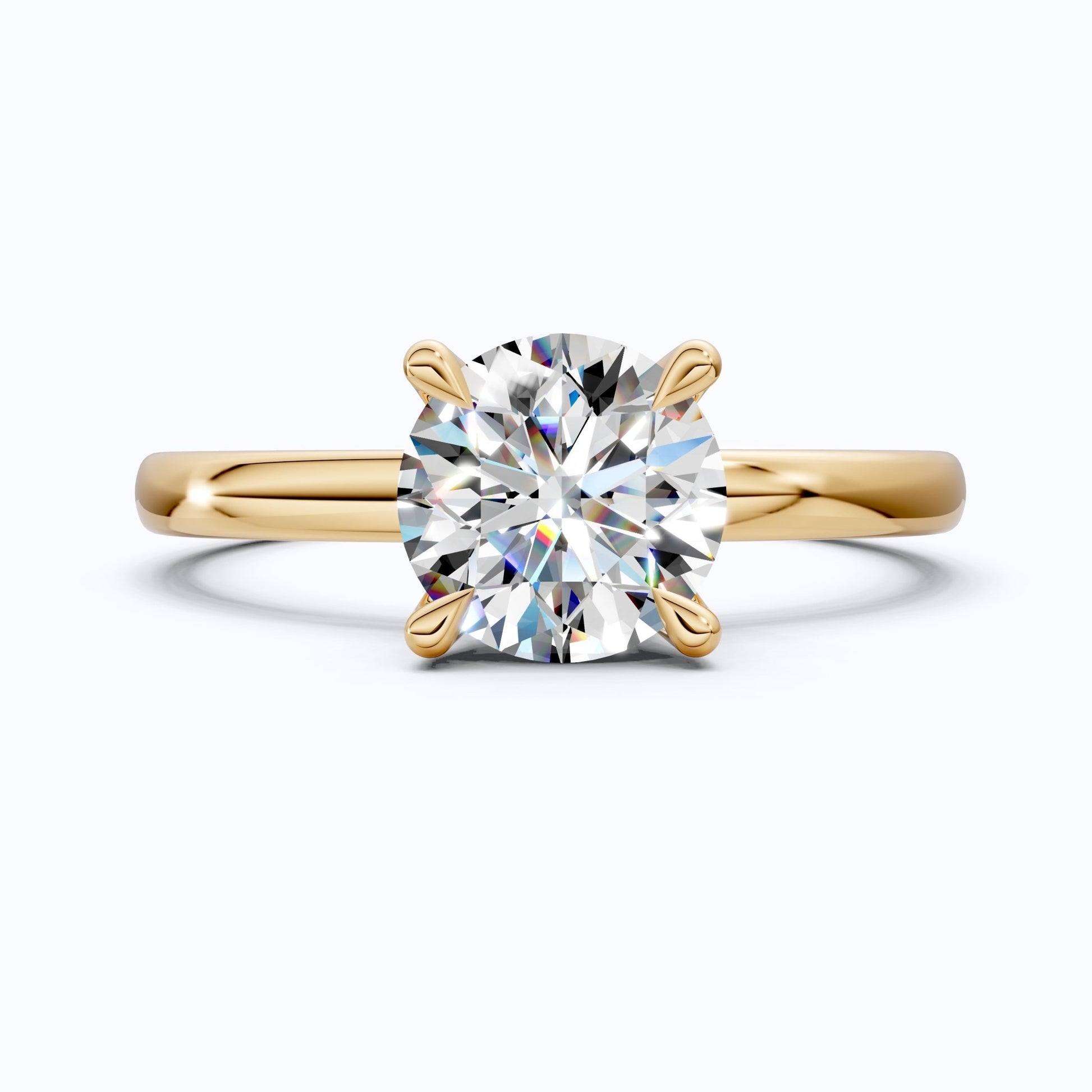 Classic Open Cathedral Shank Solitaire Engagement Ring in 14K Solid Gold ,1.00 CT Round Cut Lab Diamond, Birthday Gift for Women - Shoora Designs