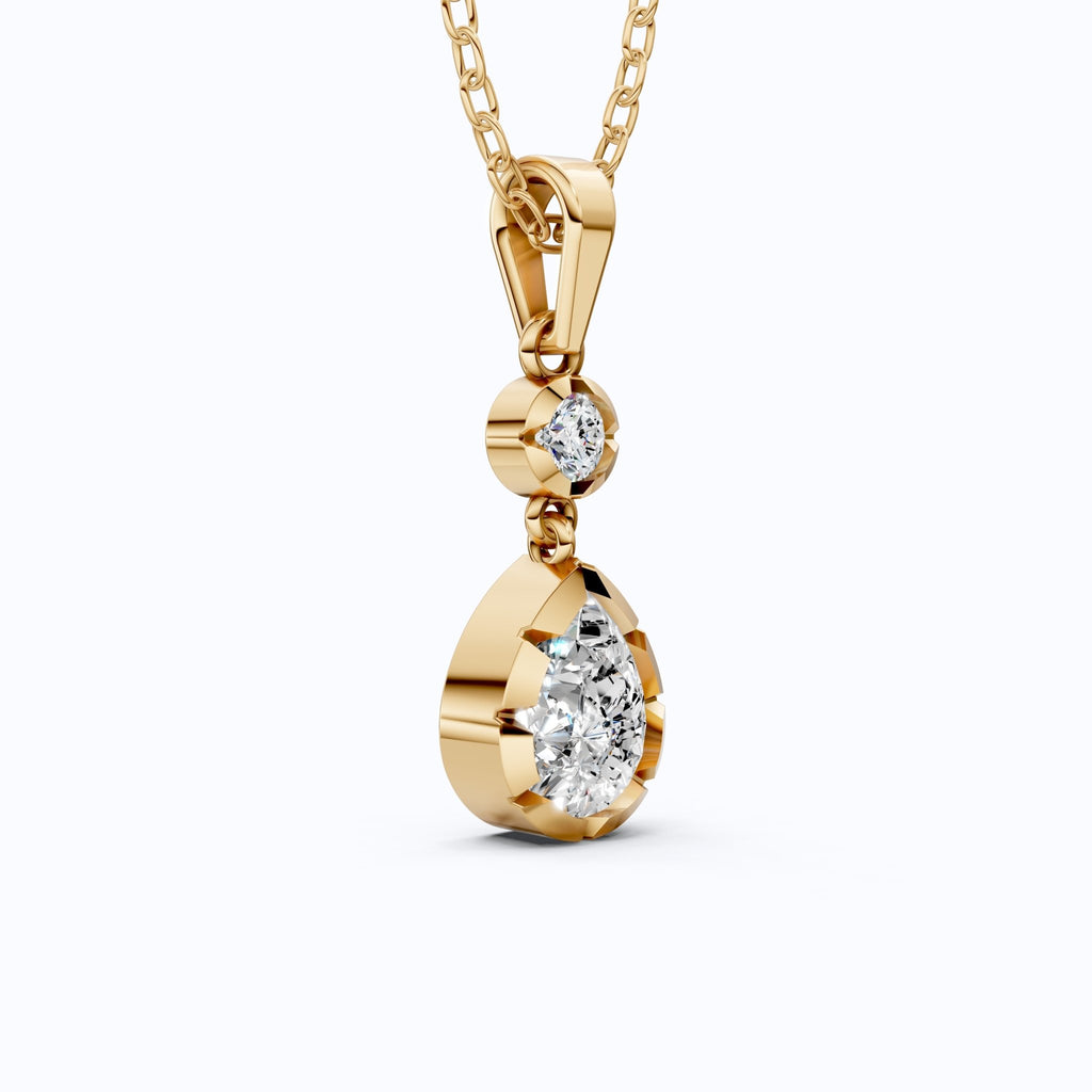 Classic Pear Shape Drop Wedding Pendant in 14k Yellow Gold, 1.00 CT Pear Cut Lab Grown Diamonds, Elegant Bridal Jewelry, Wedding Jewelry Gift for Women - Shoora Designs